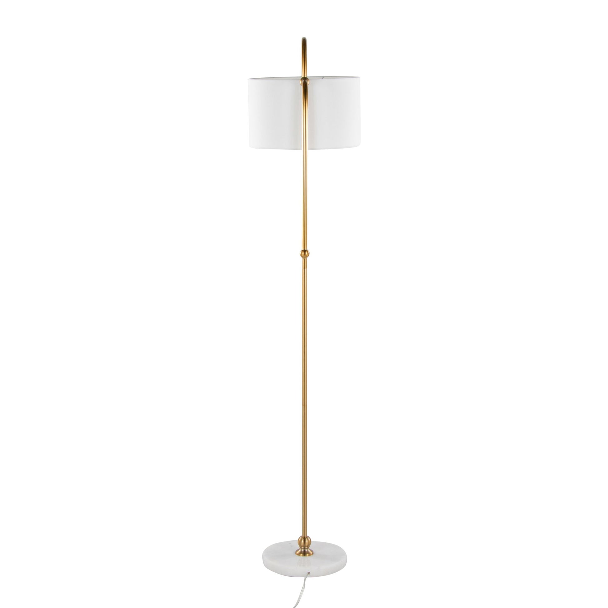 Leslie - Glam / Art Deco Floor Lamp - Gold / White - Best Buy Furniture