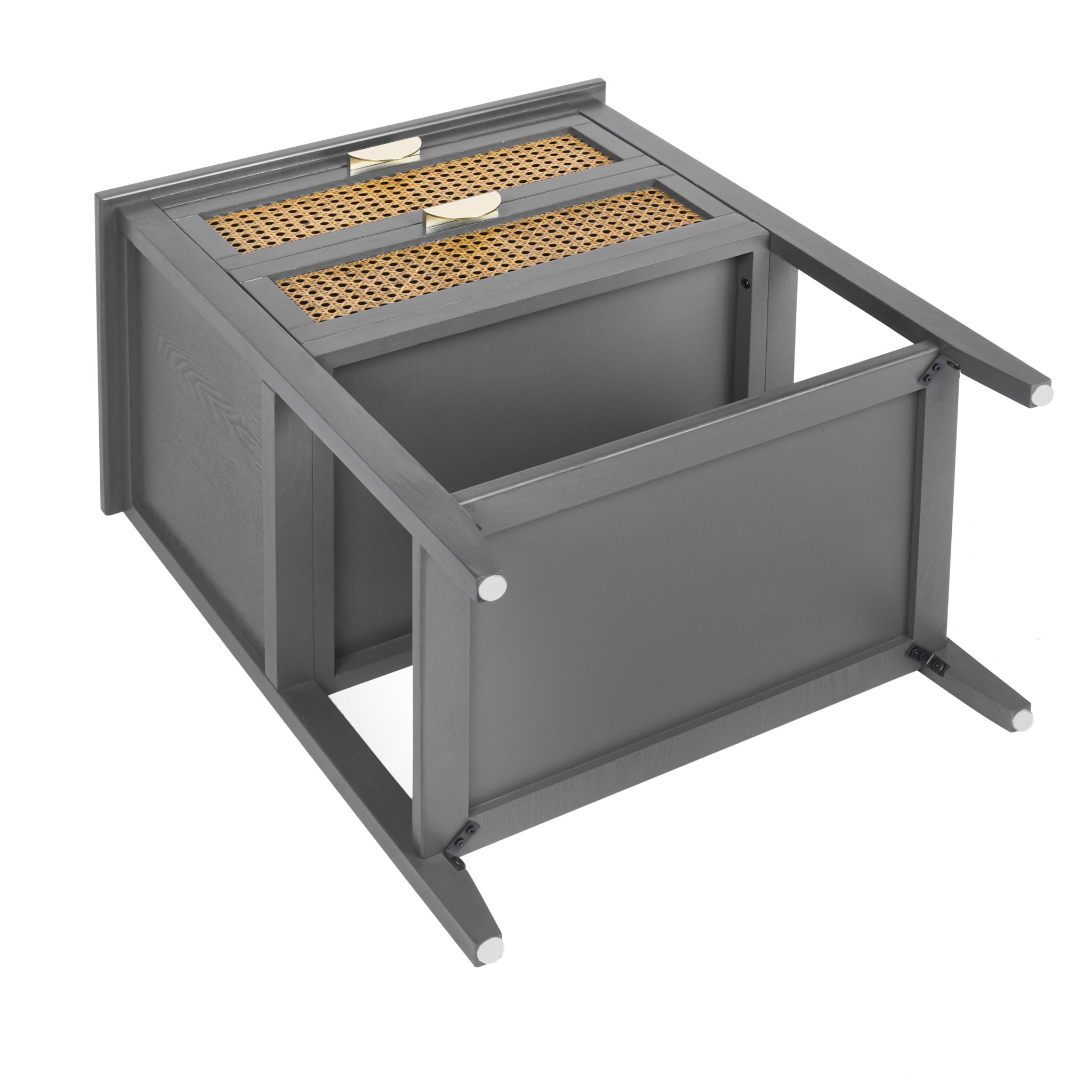 2 Drawer Side Table, Natural Rattan