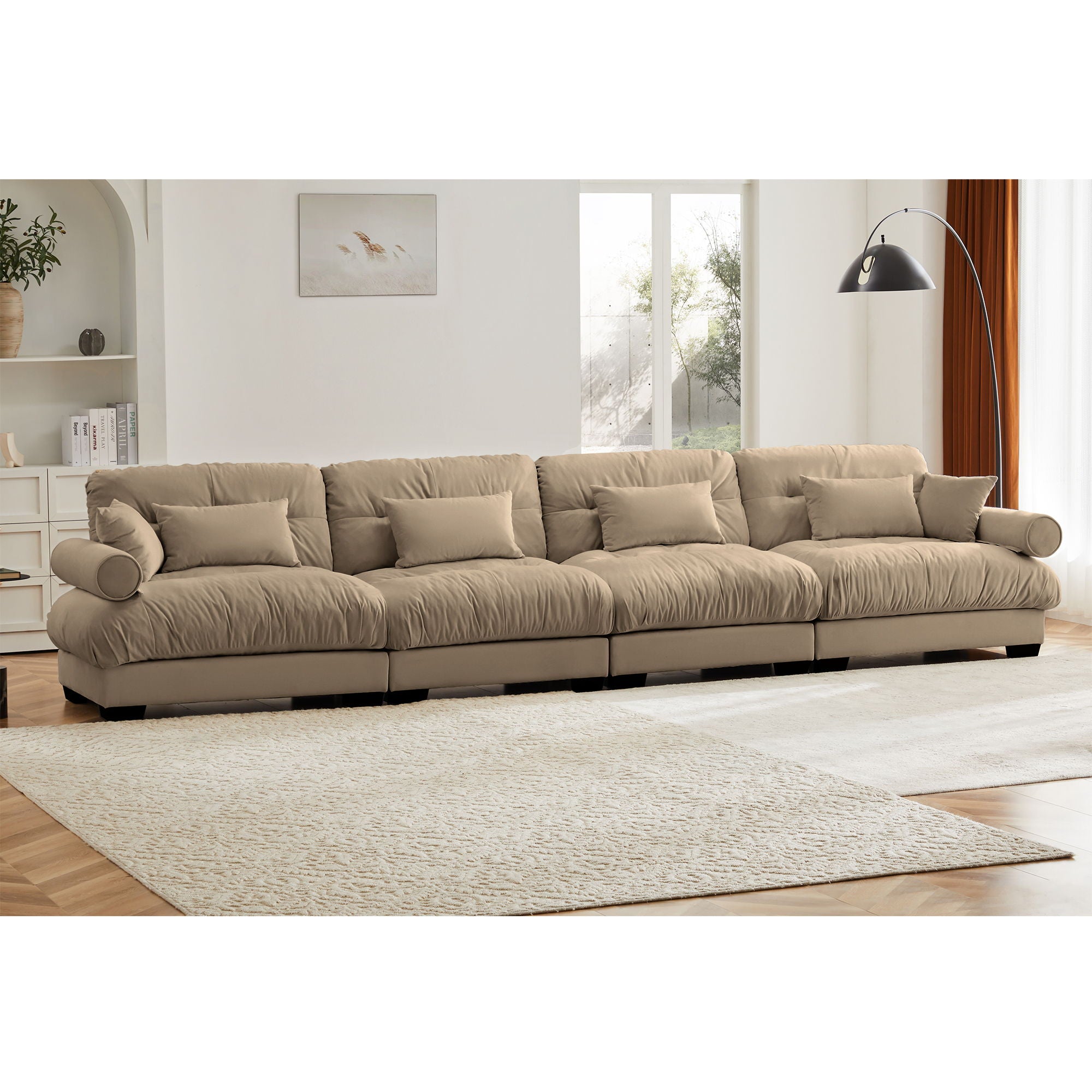 Super Comfort Oversized Modular Velvet Sectional Sofa, Deep Seat Convertible L Shaped Couch