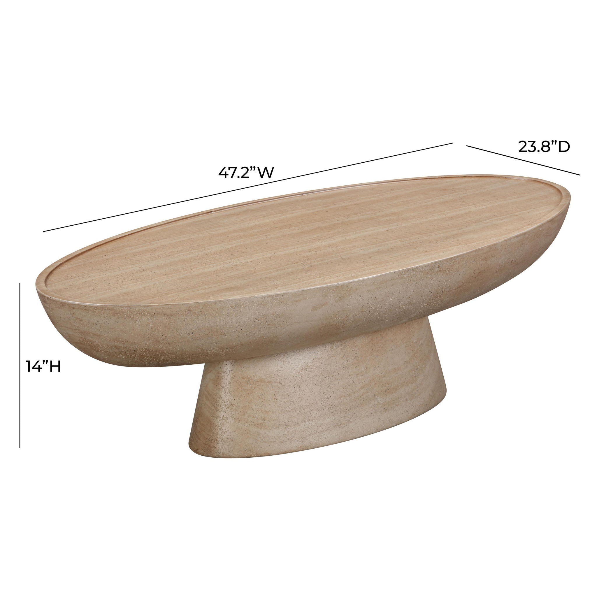 Eclipse - Textured Faux Travertine Indoor / Outdoor Coffee Table - Beige