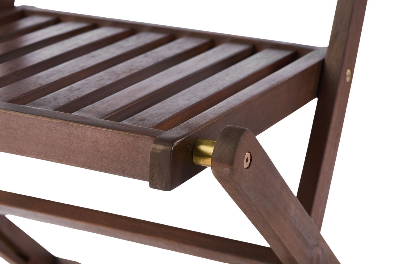 3 Piece Acacia Bistro Set, Folding Patio Furniture With 1 Coffee Table And 2 Foldable Chairs