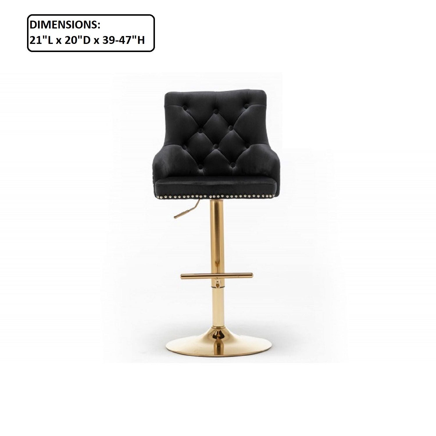 Adjustable Swivel Bar Stool With Nailhead Trim (Set of 2)