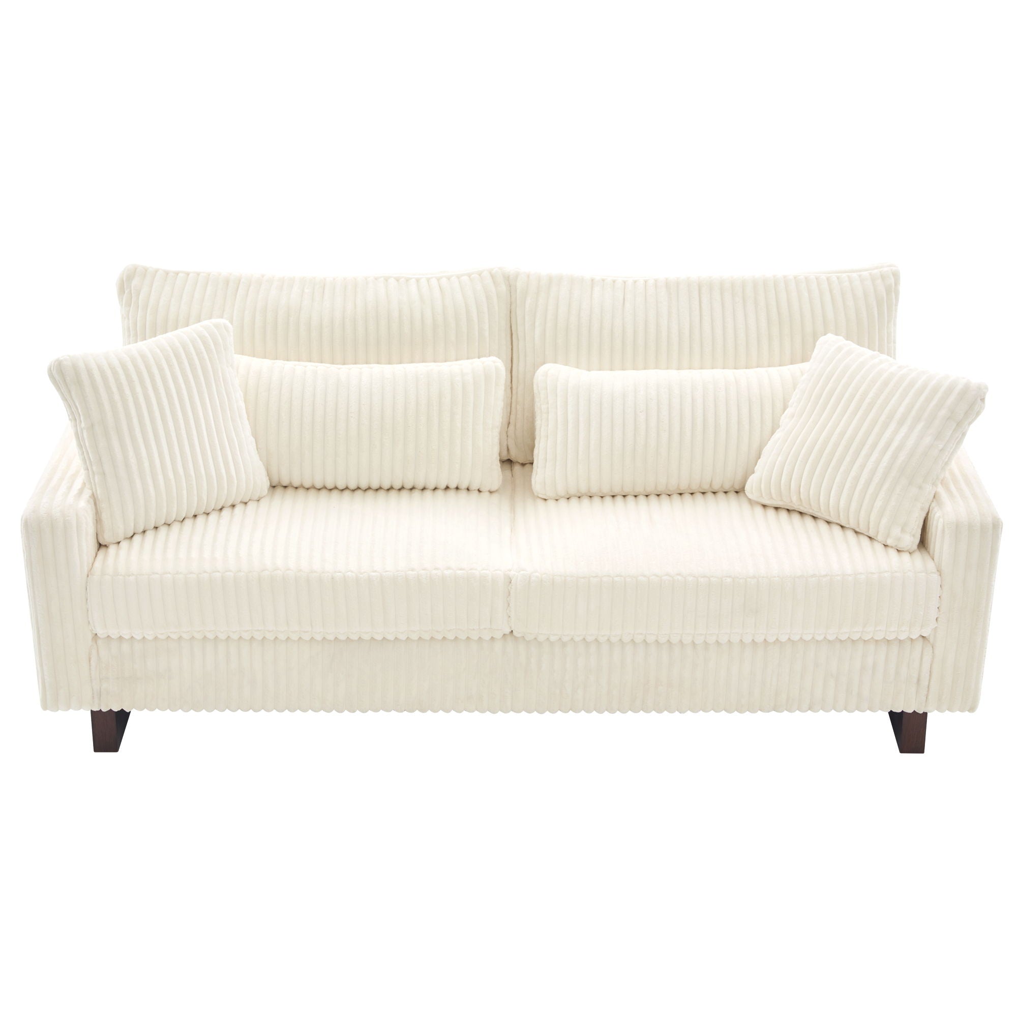 Modern Corduroy Loveseat Sofa With 4 Pillows