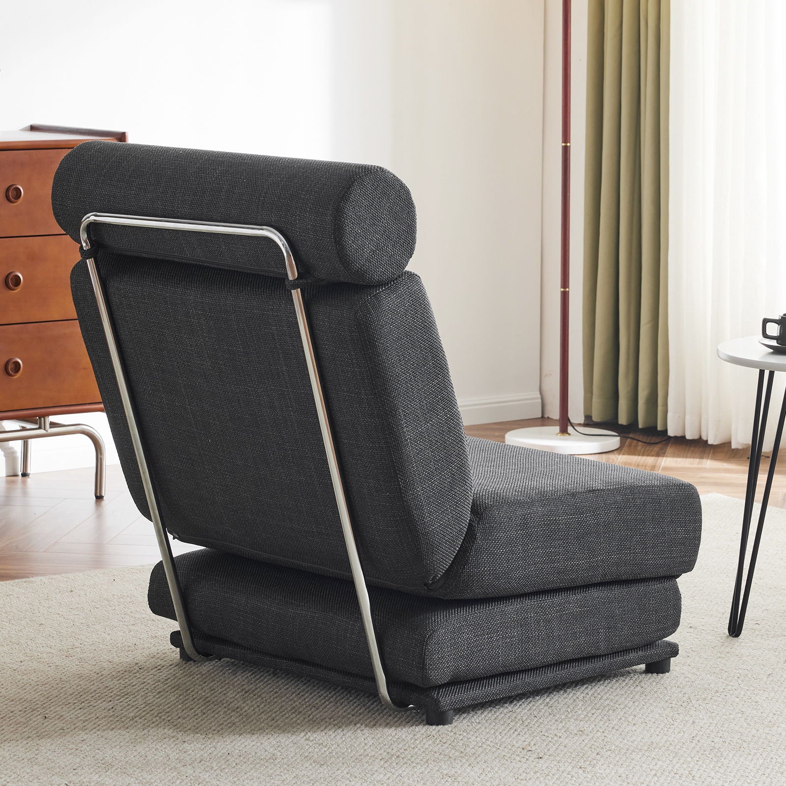 Foldable Single Chair Sofa Bed With Pillow, Easy To Store, Breathable And Wearable Linen