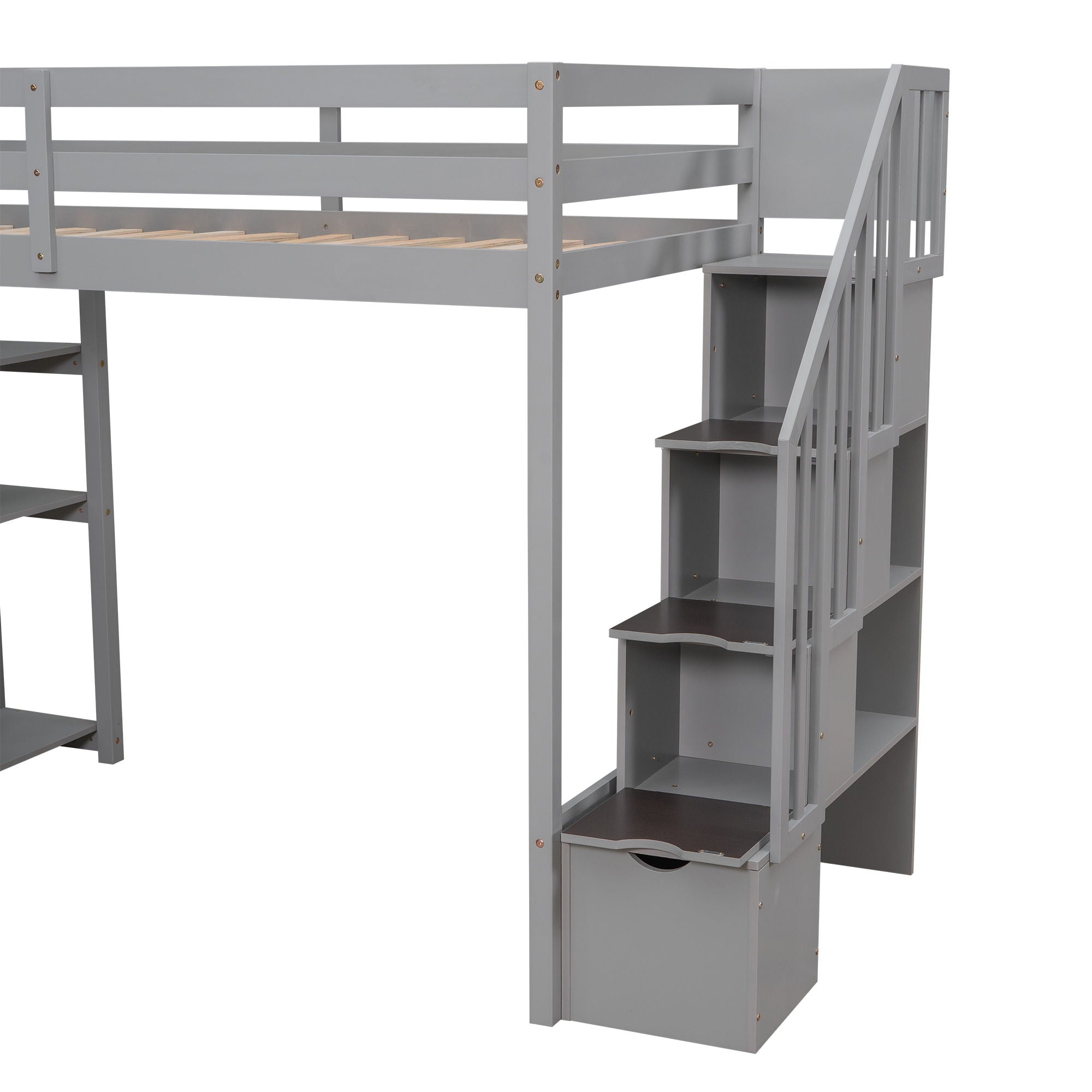 Loft Bed With Storage Drawers And Stairs With Shelves