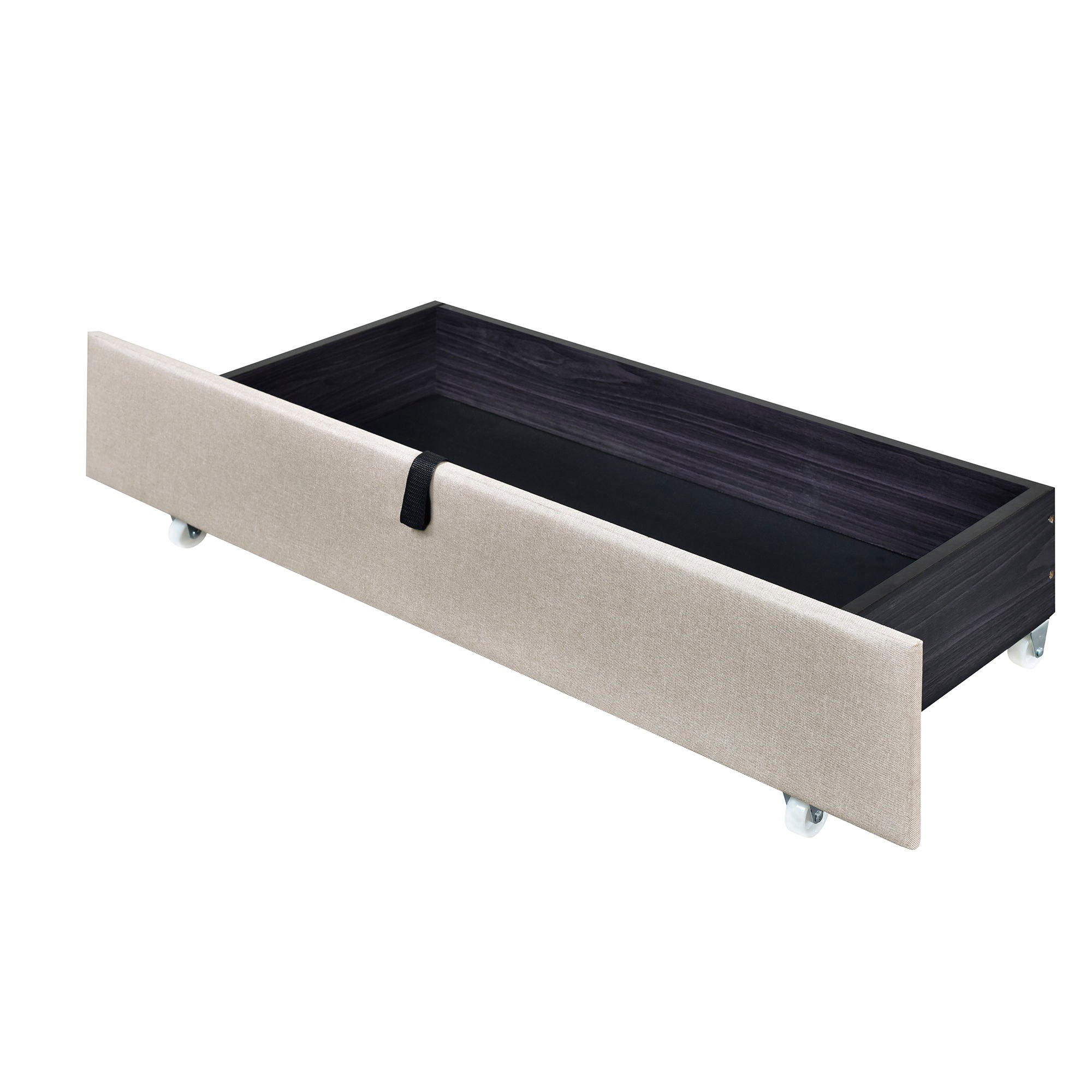 Upholstered Platform Bed With LED Frame, With Trundle And 2 Drawers