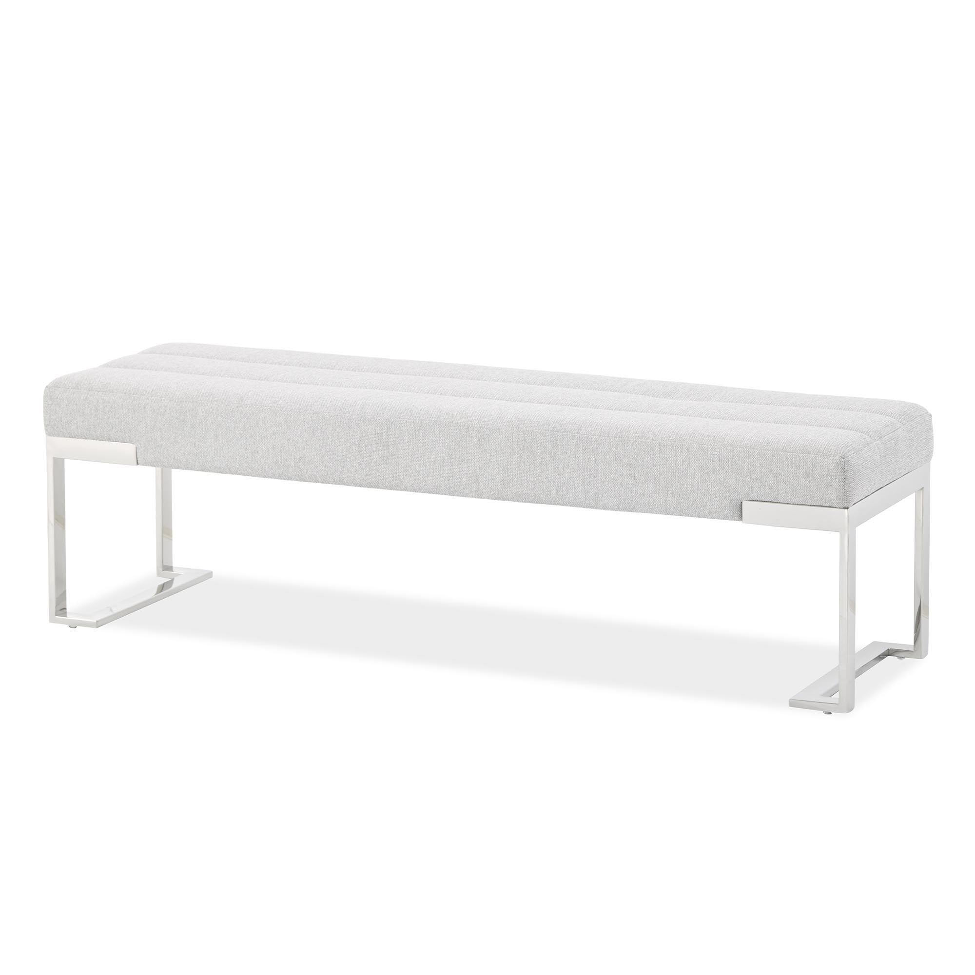 Signature Beds & Benches - Tulip Accent Bench - Gray / Chrome