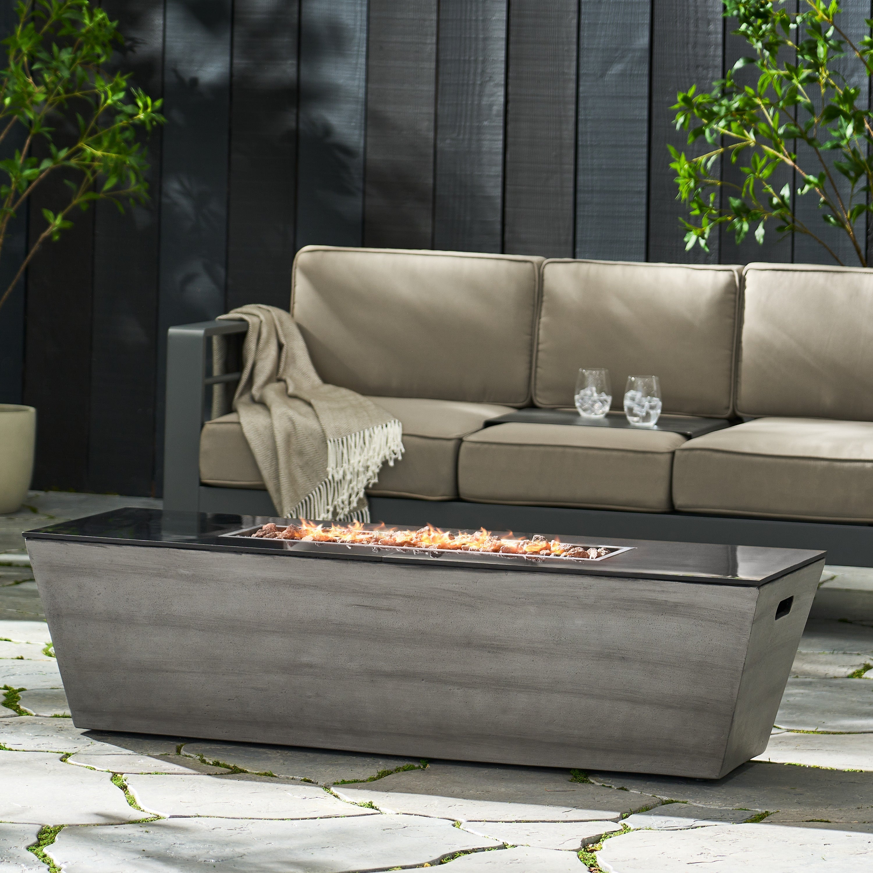 56" Rectangle MGO Fire Pit - 50,000 BTU
