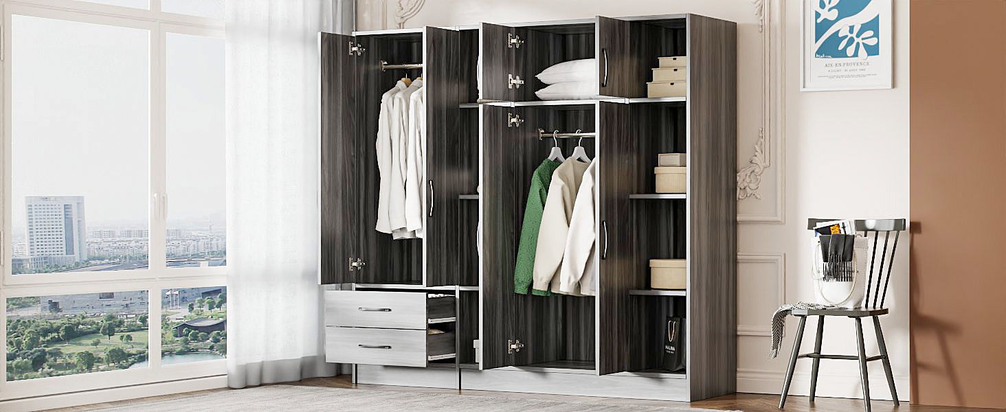 6 Door Wardrobe With Shelves And Drawers
