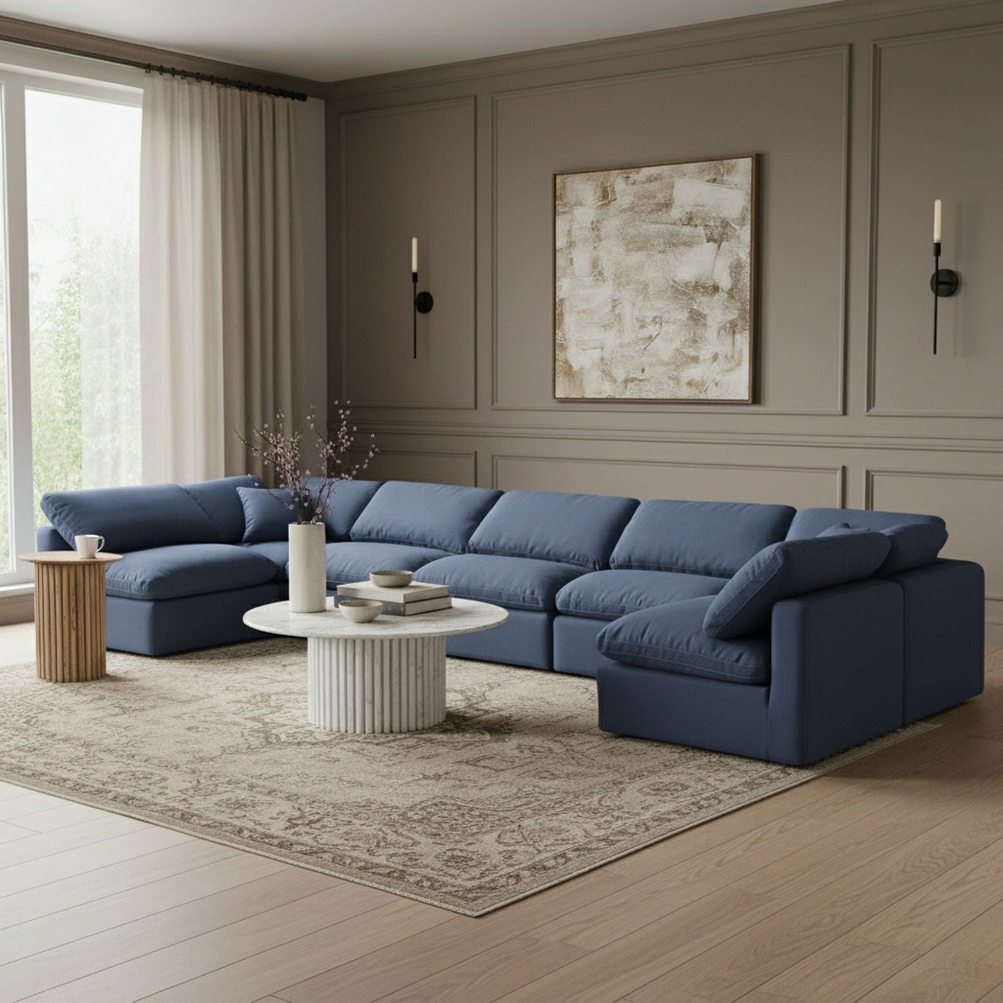 Indulge - Linen 7 Piece Modular U-Shaped Sectional