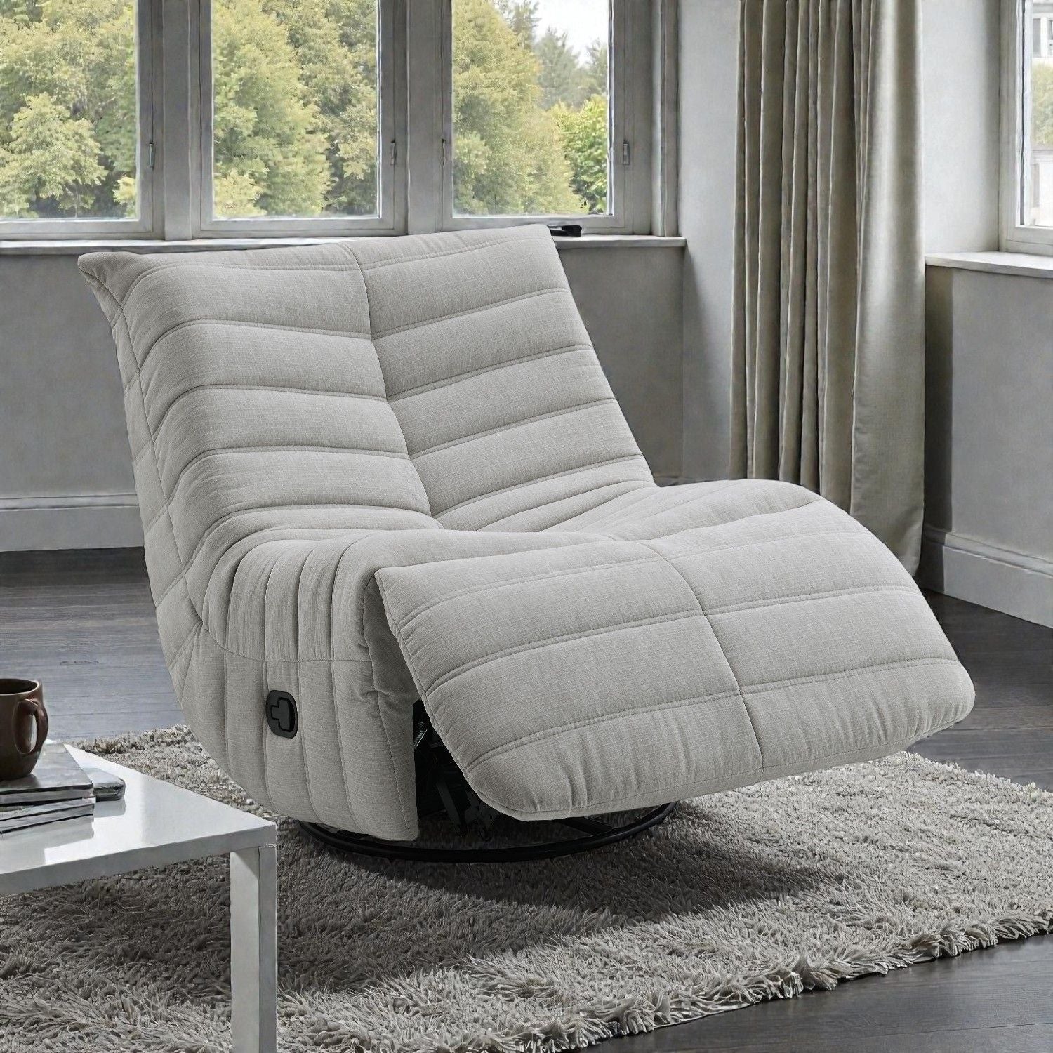 Glider Recliner With Swivel - Oyster Gray