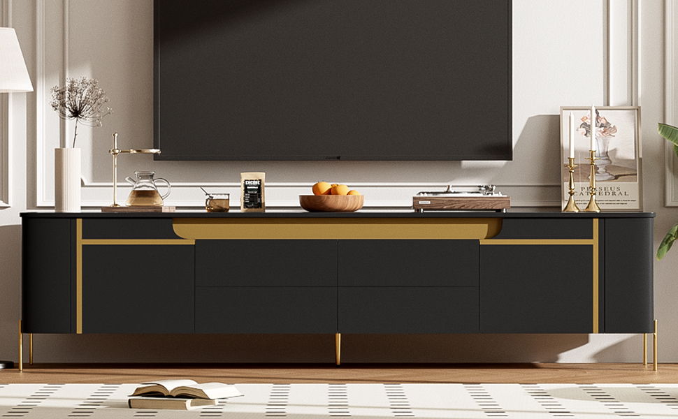 TV Stand For TVs Up To 80" With 4 Drawers And 2 Spacious Cabinets