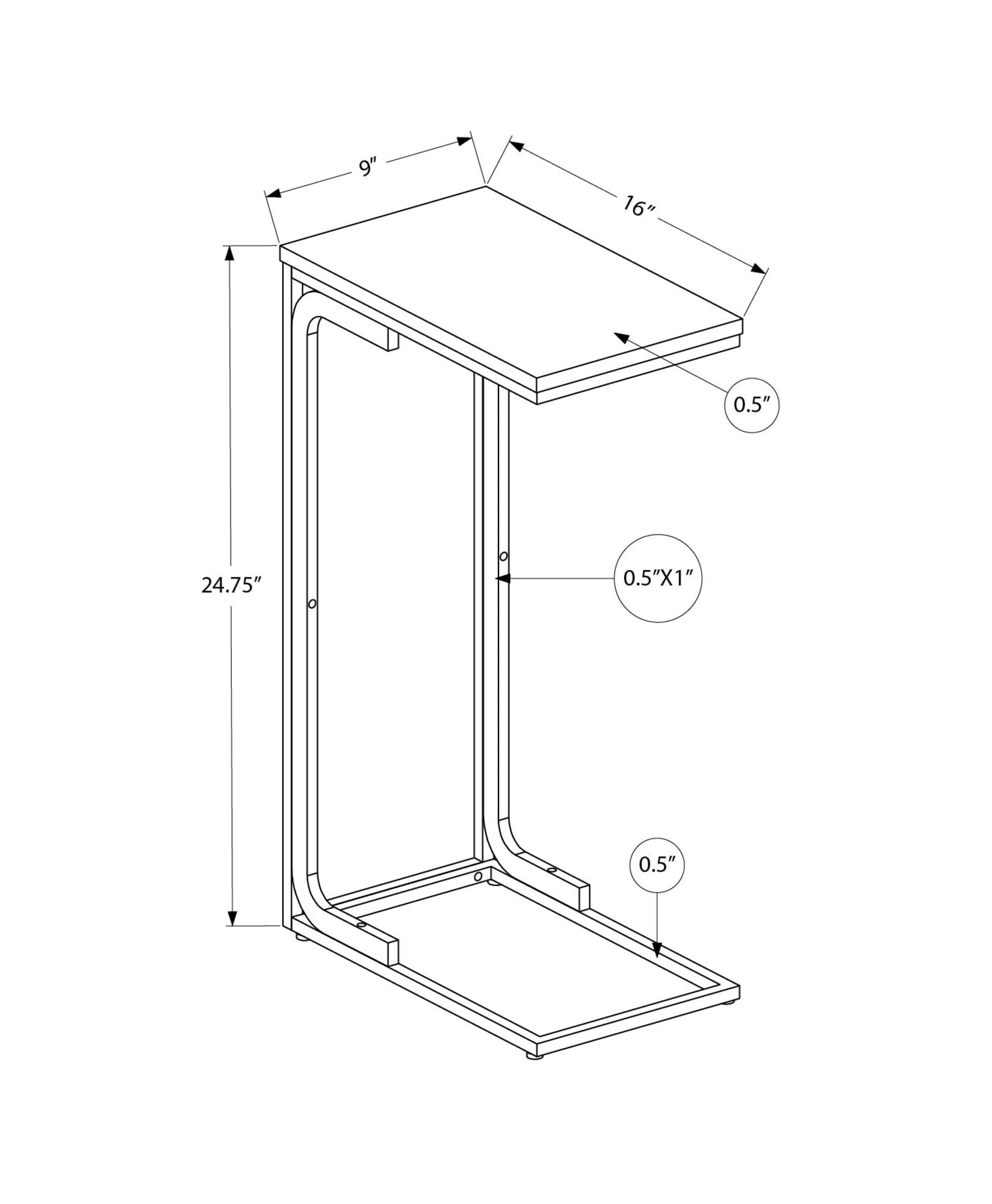 Accent Table, C - Shaped Modern Desig