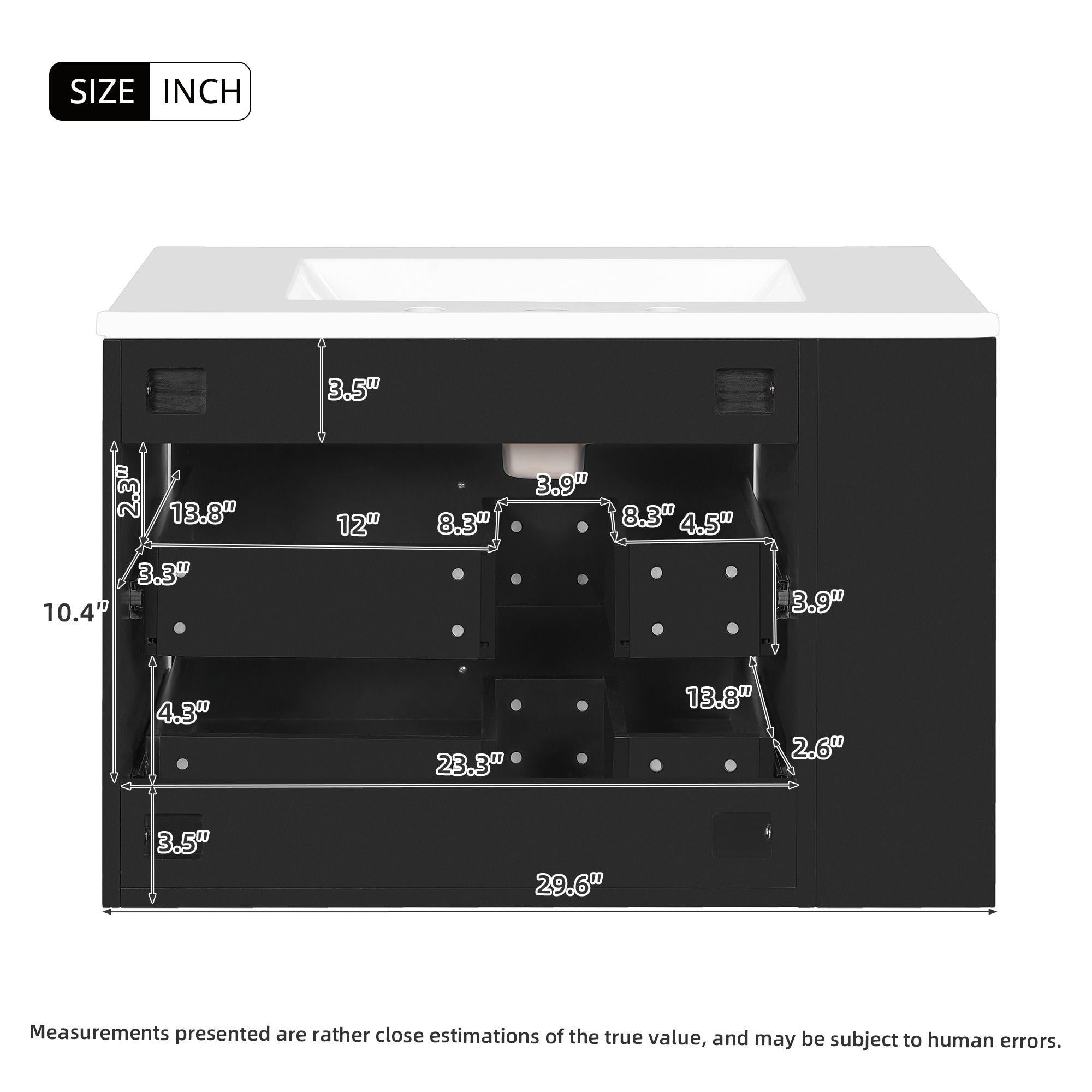 Wall Mounted Bathroom Vanity With 2 Drawers, Sink, Floating Storage Unit