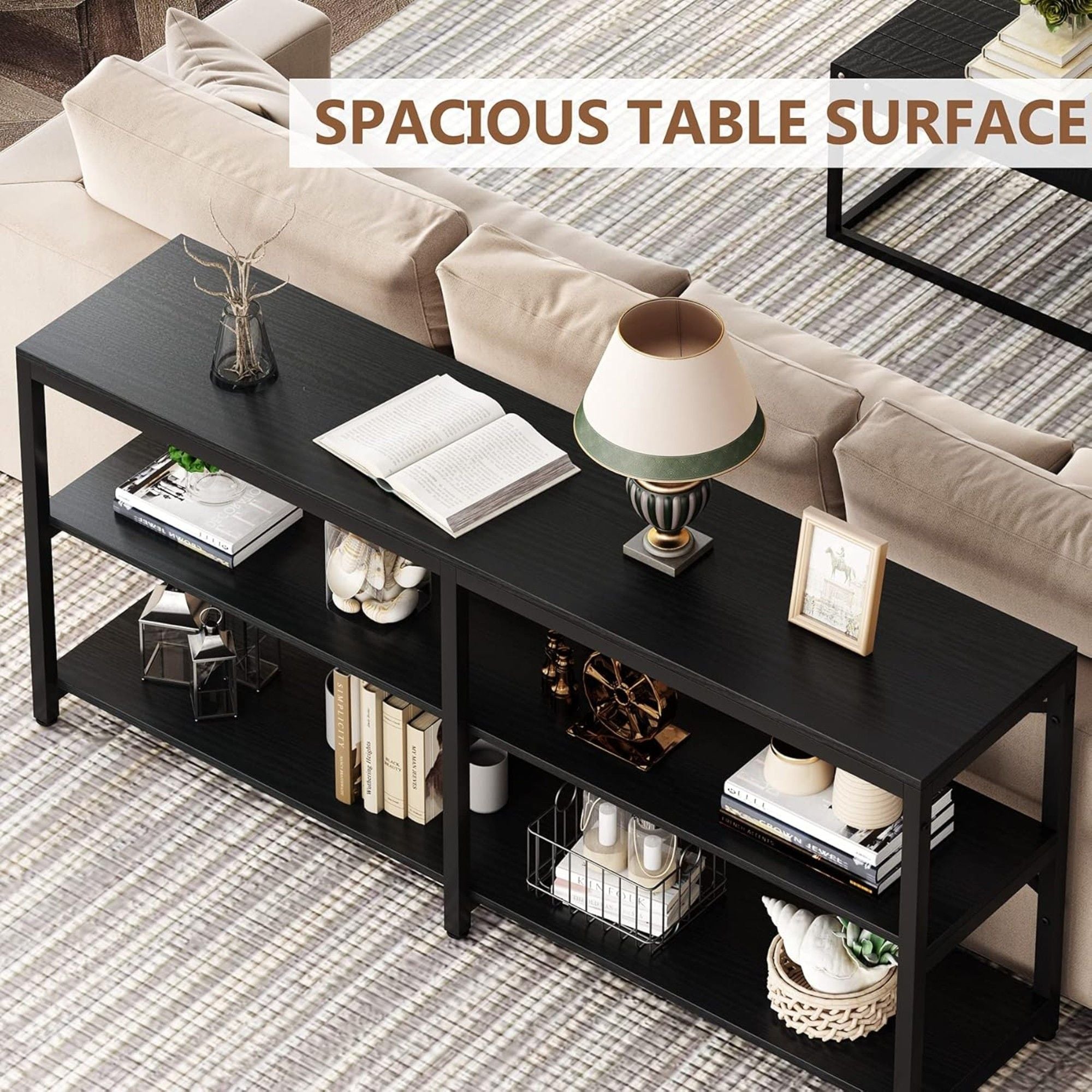 Console Table With X Back Design, Extra Long Storage