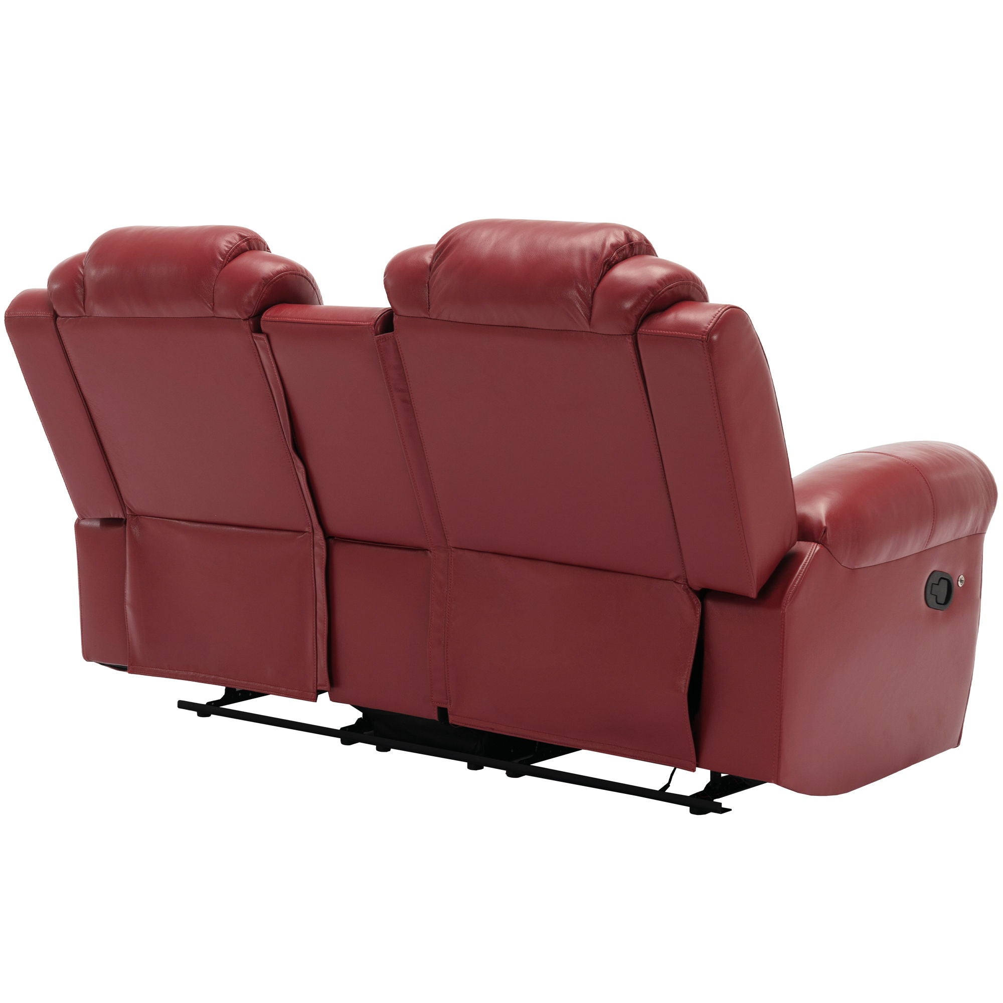 3 Pieces Recliner Sofa Sets Home Theater Seating Manual Recliner Chair With Center Console And LED Light Strip For Living Room