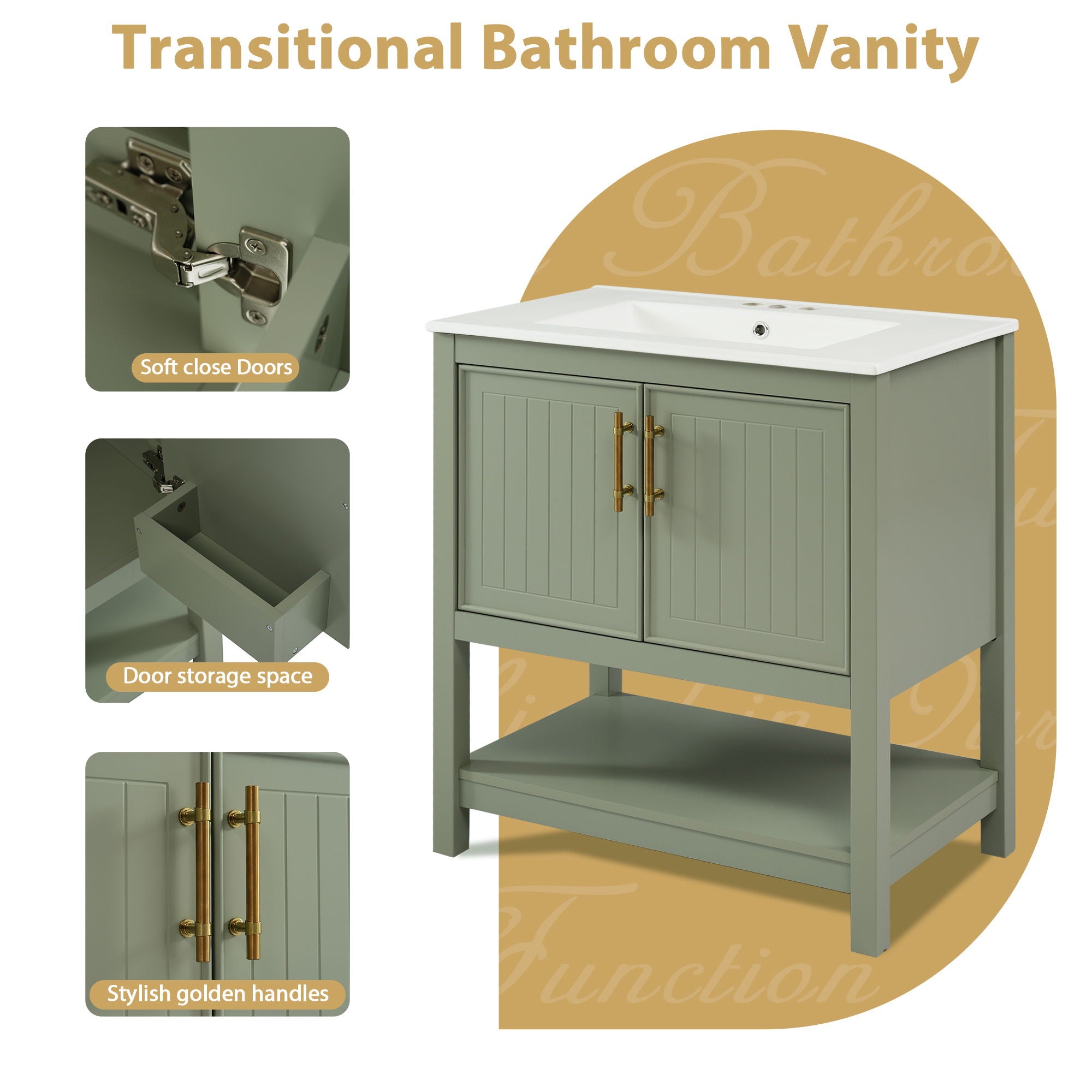 Elegant Bathroom Vanity With Ceramic Sink And Versatile Storage - Best Buy Furniture