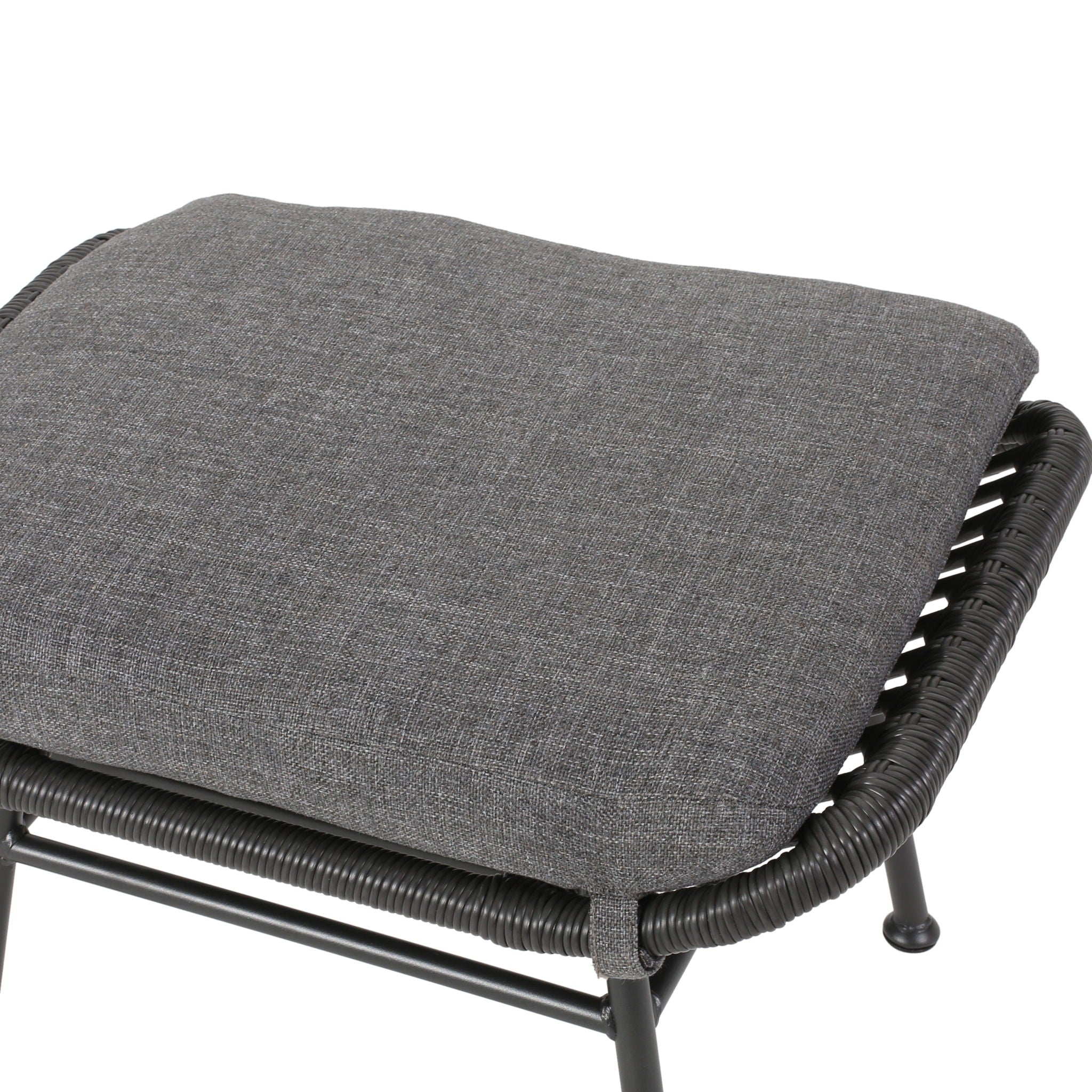 Outdoor Modern Boho Wicker Ottoman With Cushions (Set of 2)