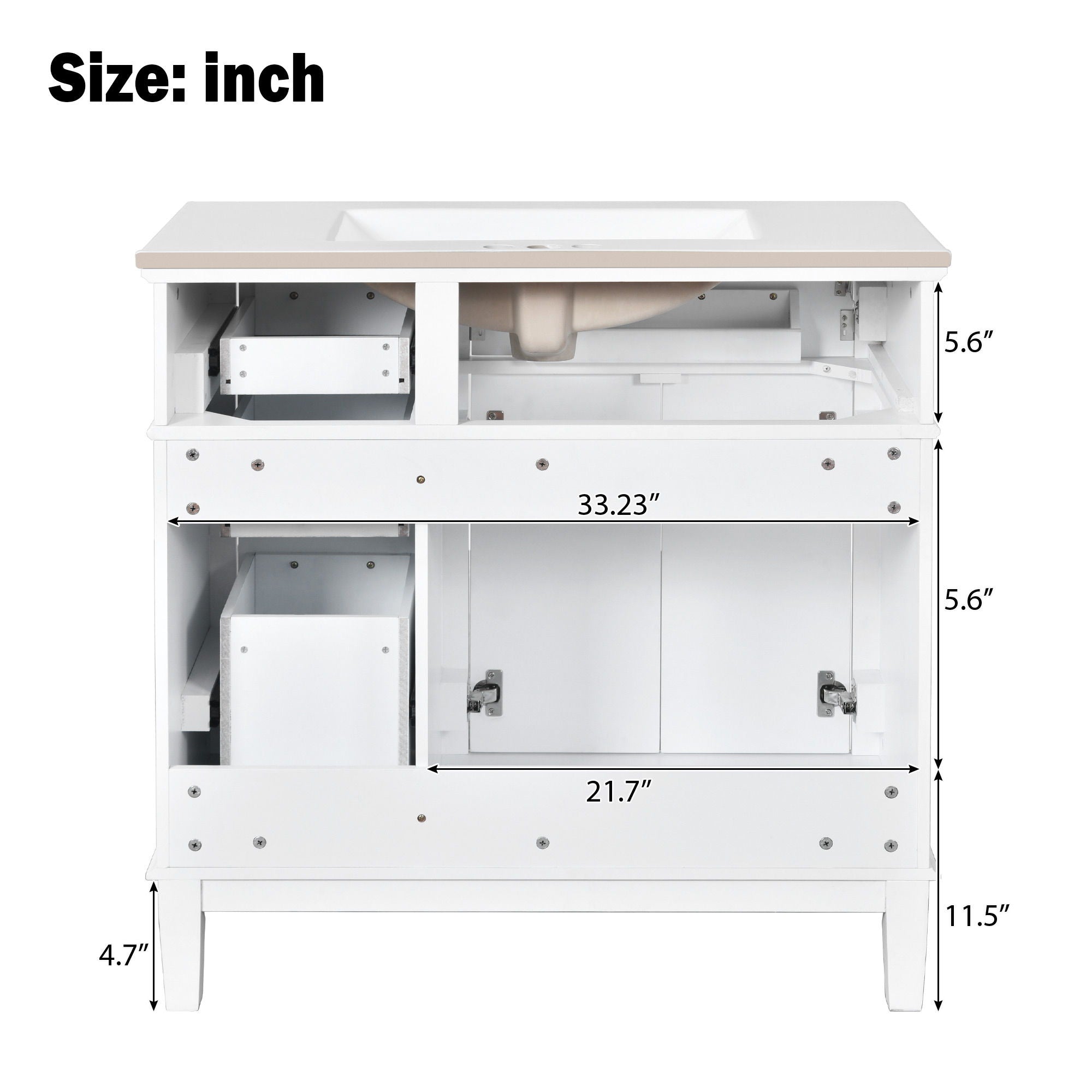 Modern Bathroom Vanity With Ceramic Sink, Soft Close Storage Cabinet