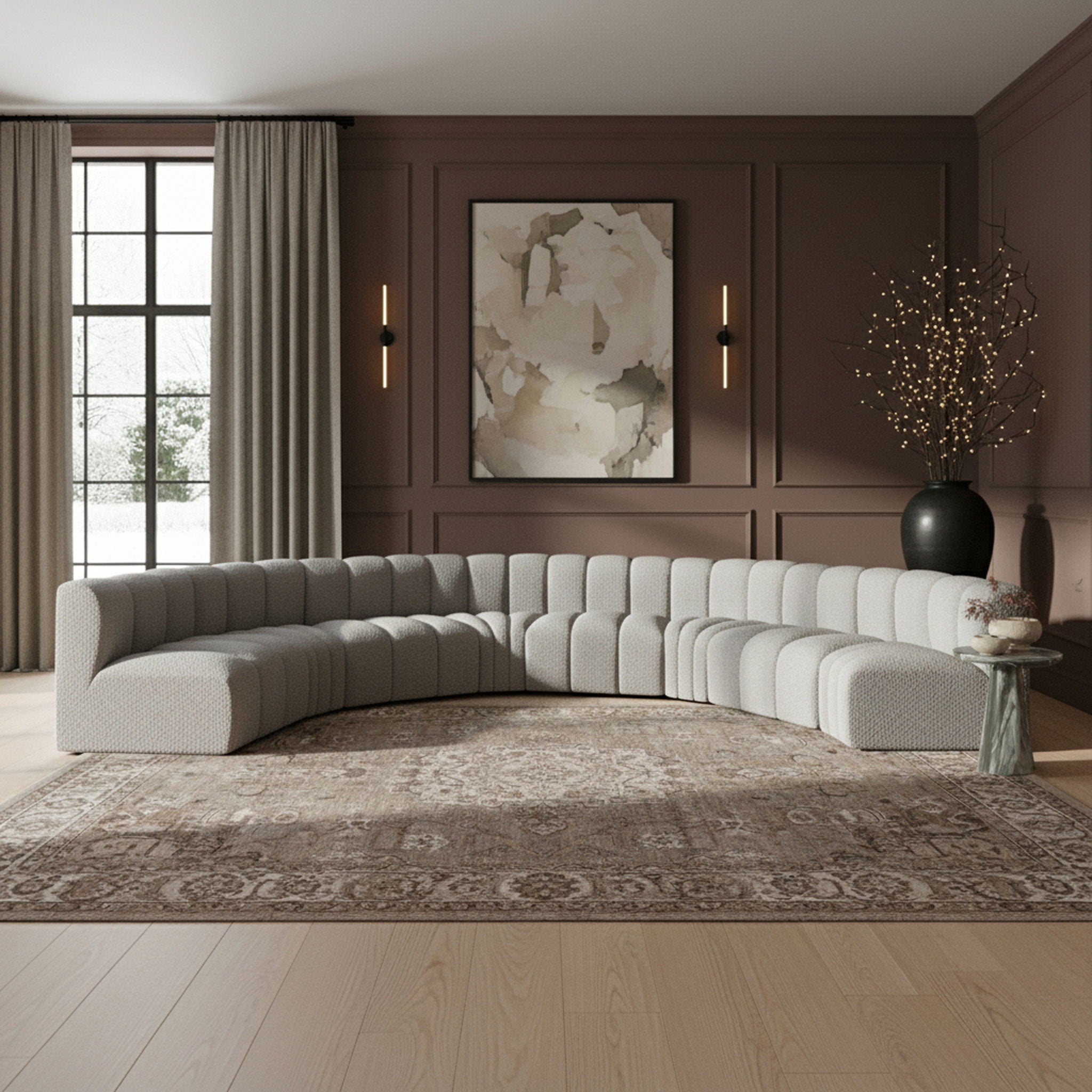 Arc - Boucle Fabric 8 Piece U-Shaped Modular Sofa