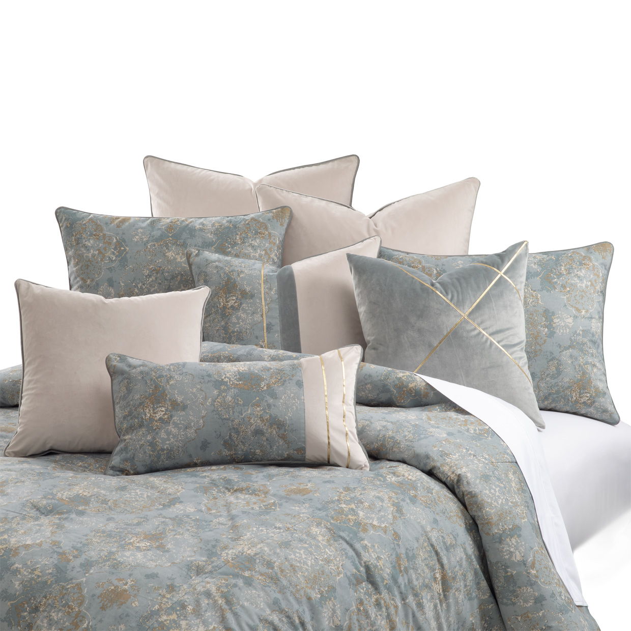Debonair - 10-Piece King Comforter Set - Mist