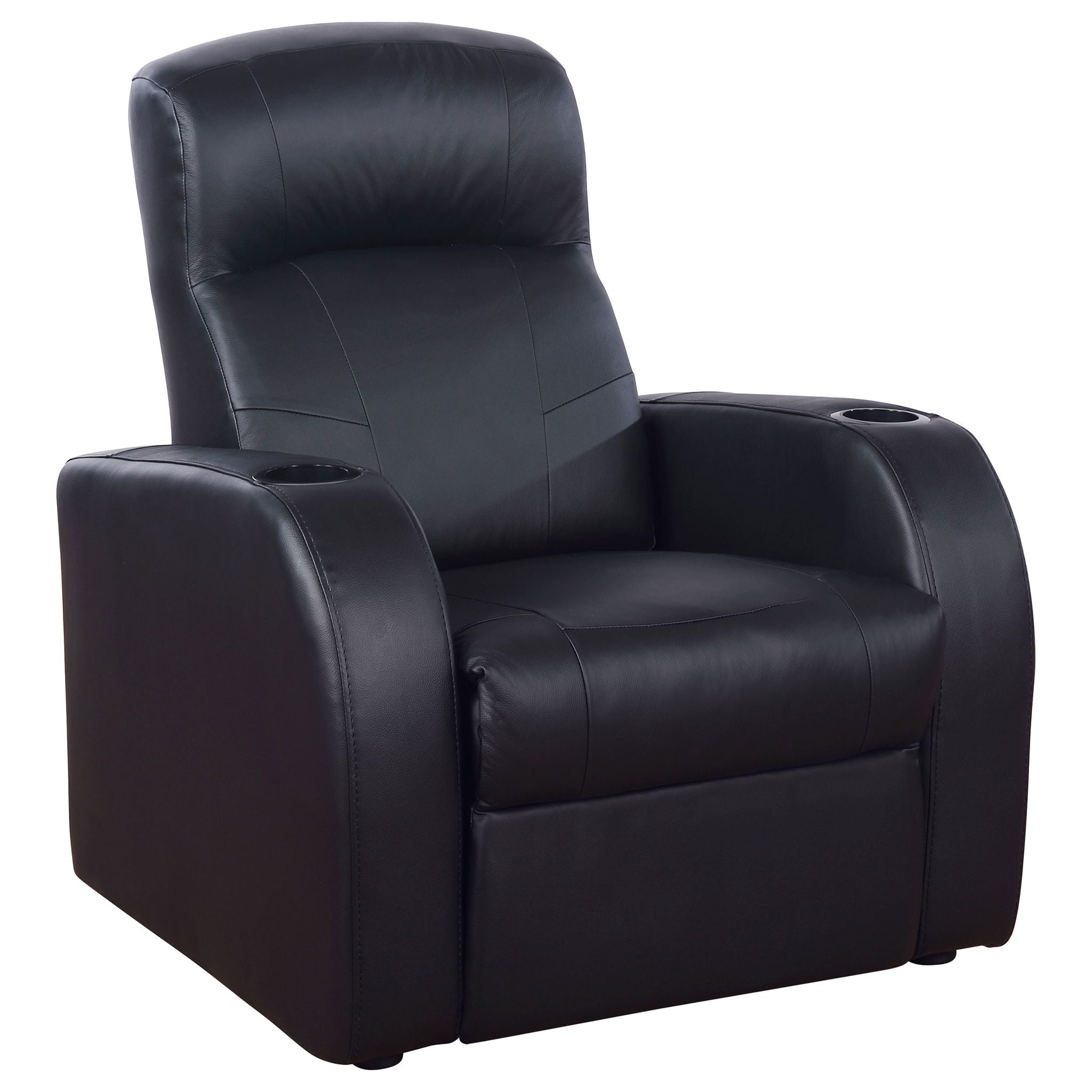 Greenfield - 4 Seater Home Theater With Wedge Console Recliners With Built In Storage And Cup Holders - Black
