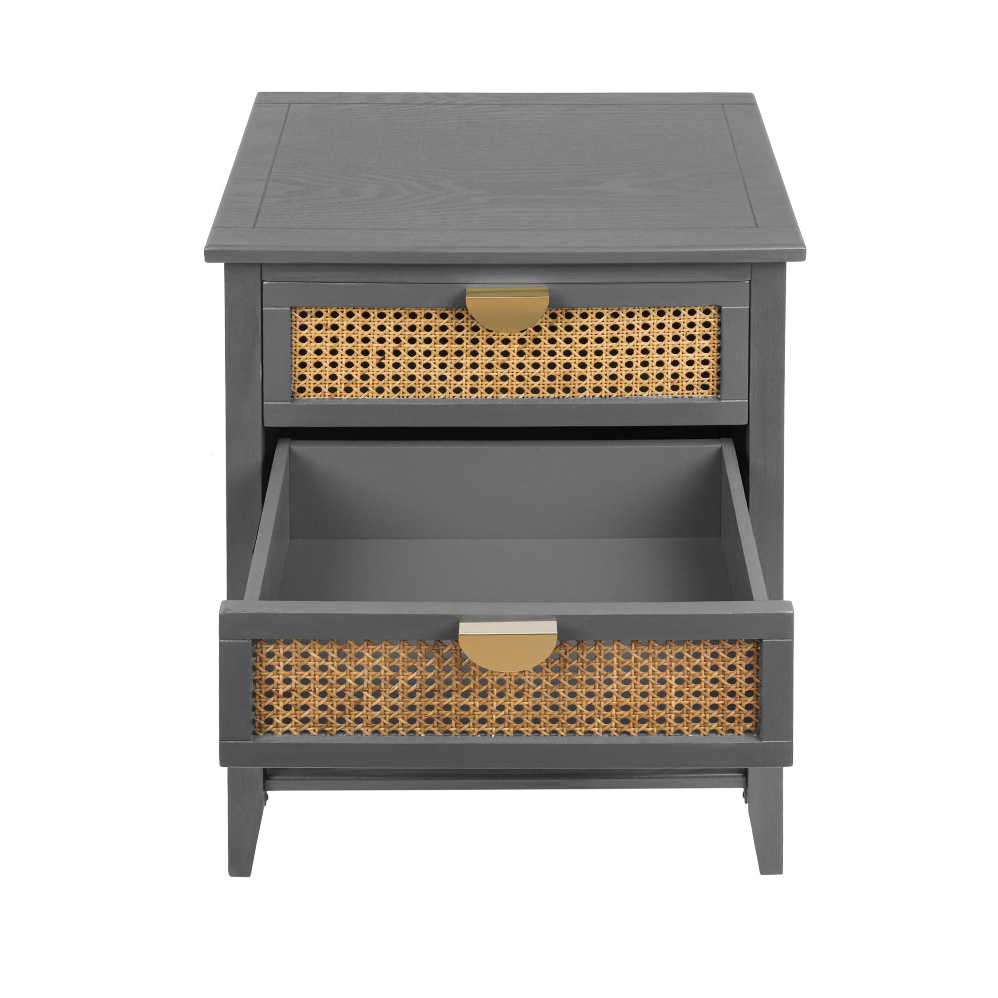 2 Drawer Side Table, Natural Rattan