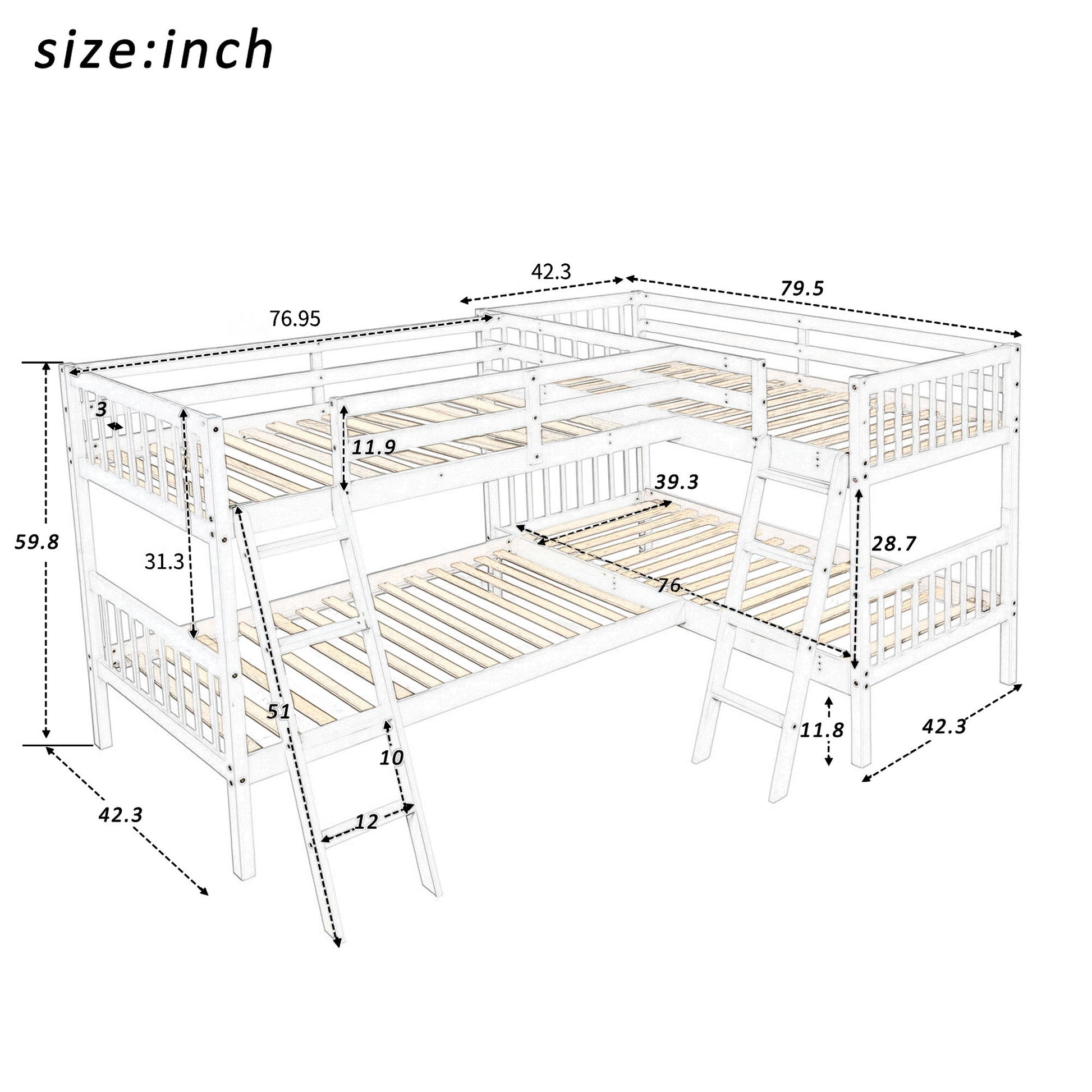 L Shaped Bunk Bed With Ladder - Best Buy Furniture