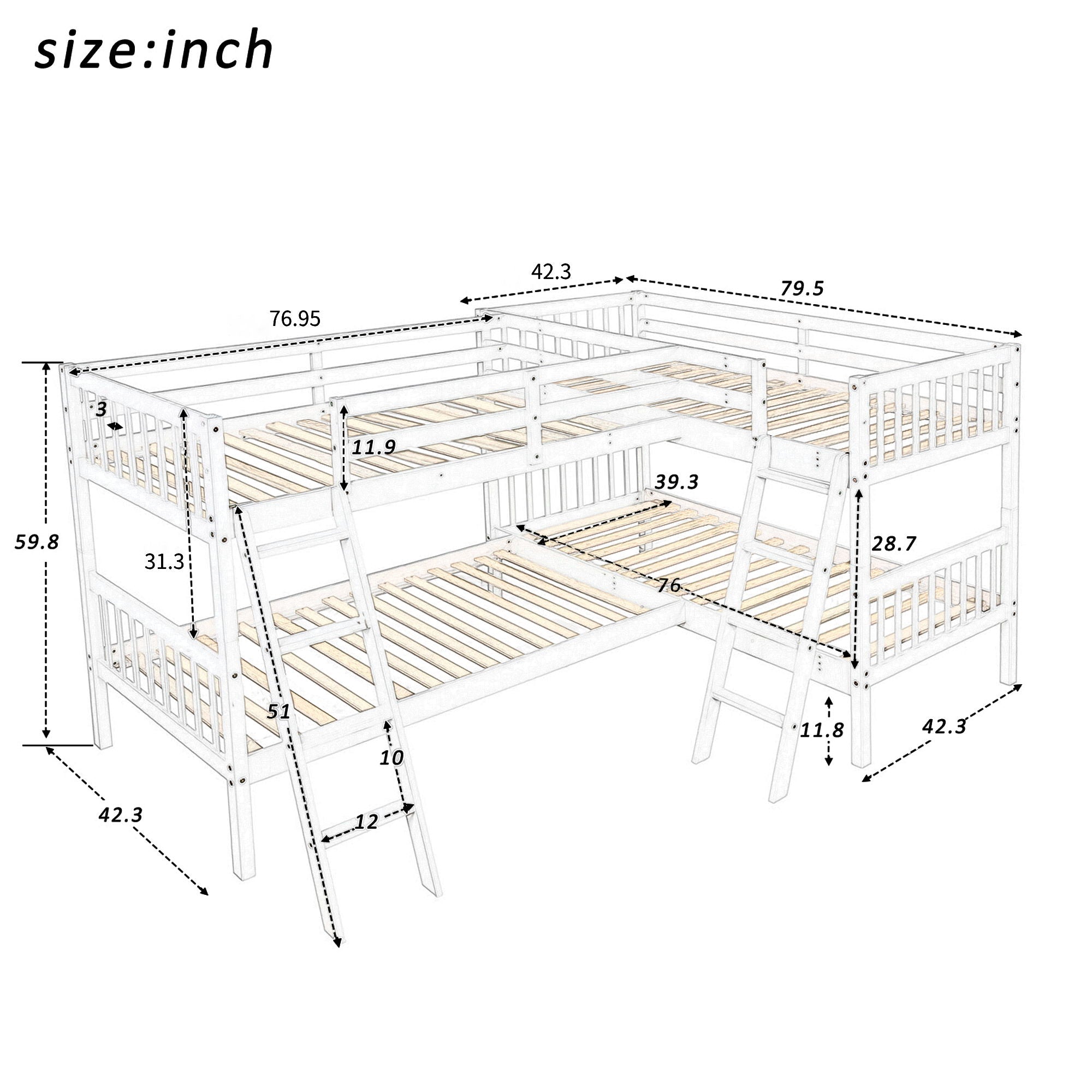 L Shaped Bunk Bed With Ladder - Best Buy Furniture