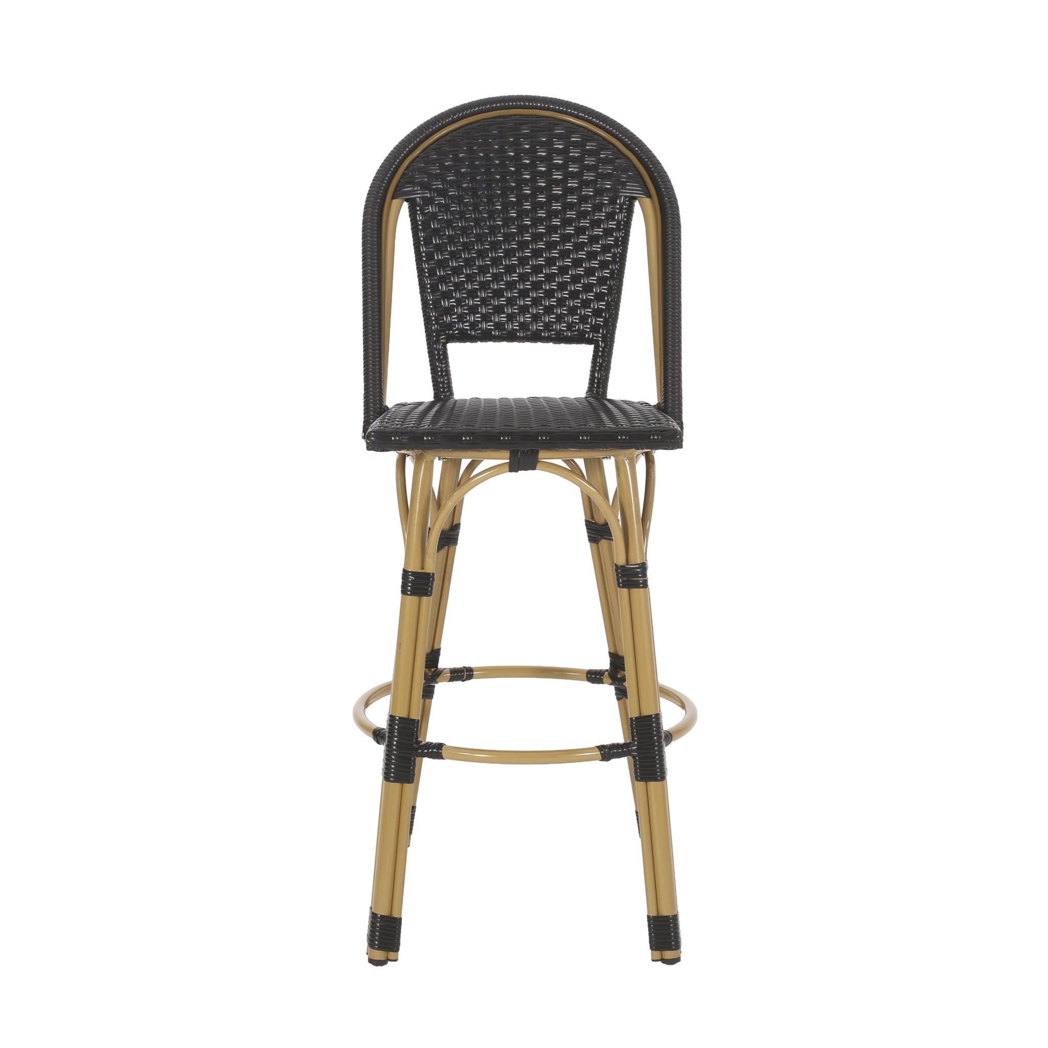 Outdoor Rattan And Aluminum French Barstools (Set of 2)