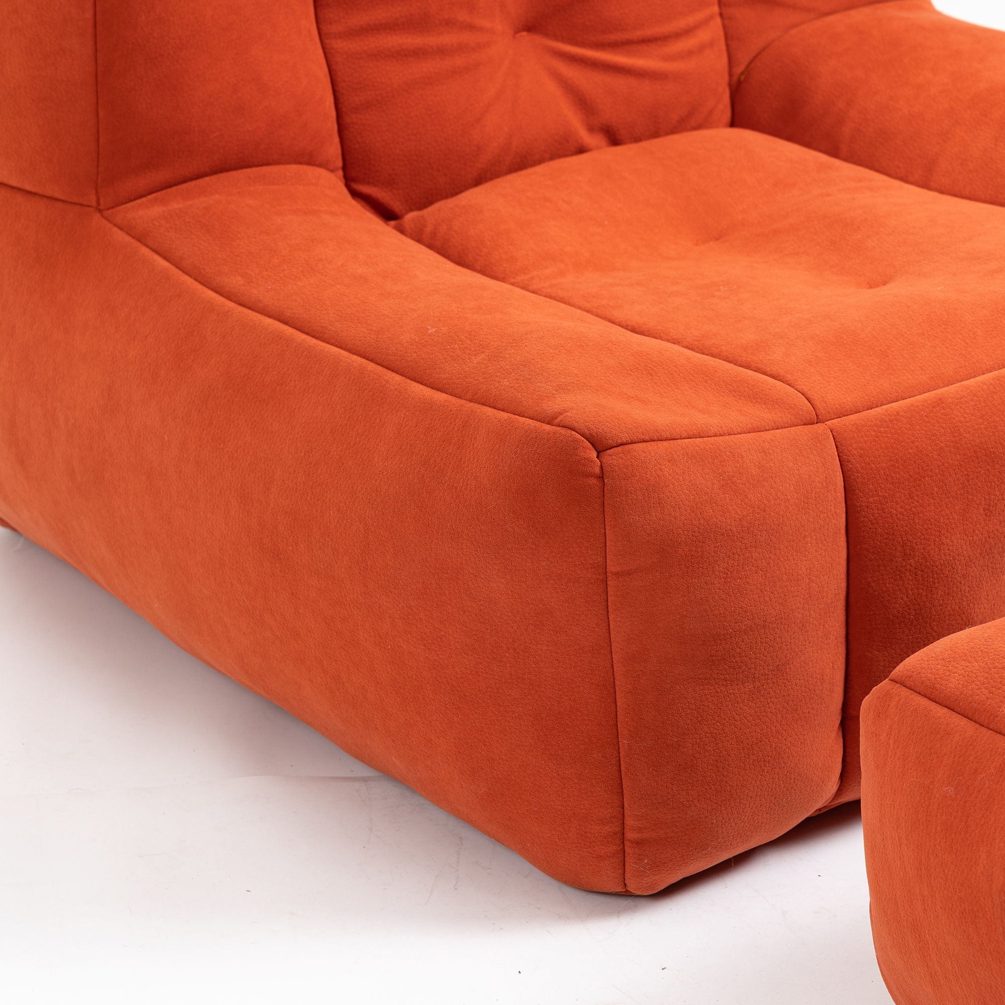 Modern Indoor Fluffy Bean Bag Chair With Memory Foam And Ottoman, Super Soft