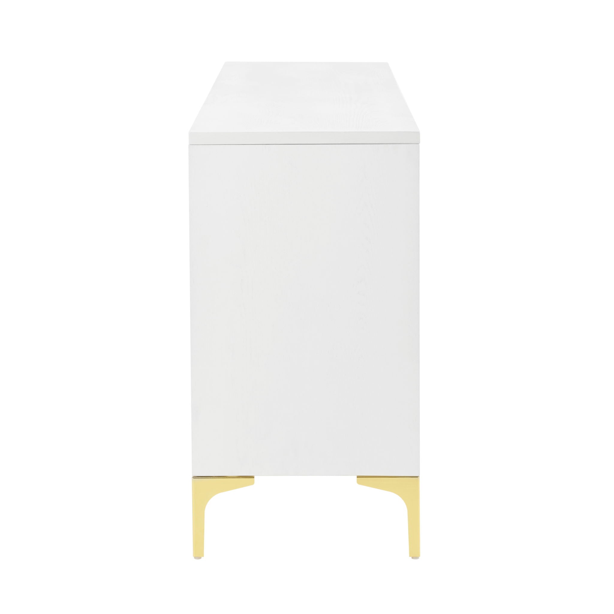 Modern Wood Sideboard Cabinet With Carved Door Panels, Adjustable Shelves, And Sturdy Metal Legs
