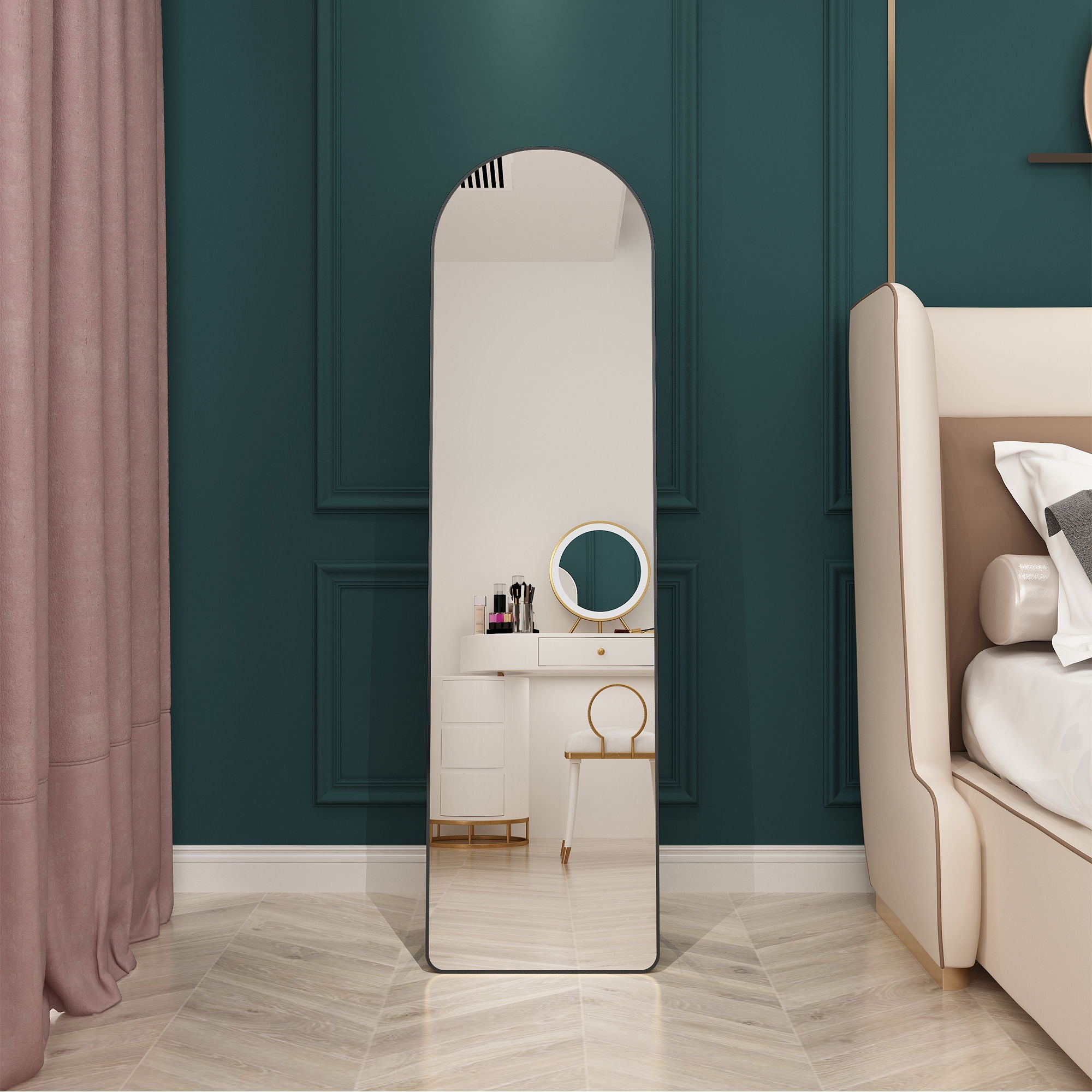 Arched Full Length Mirror With Frame For Bathroom Bedroom ing Store - Black