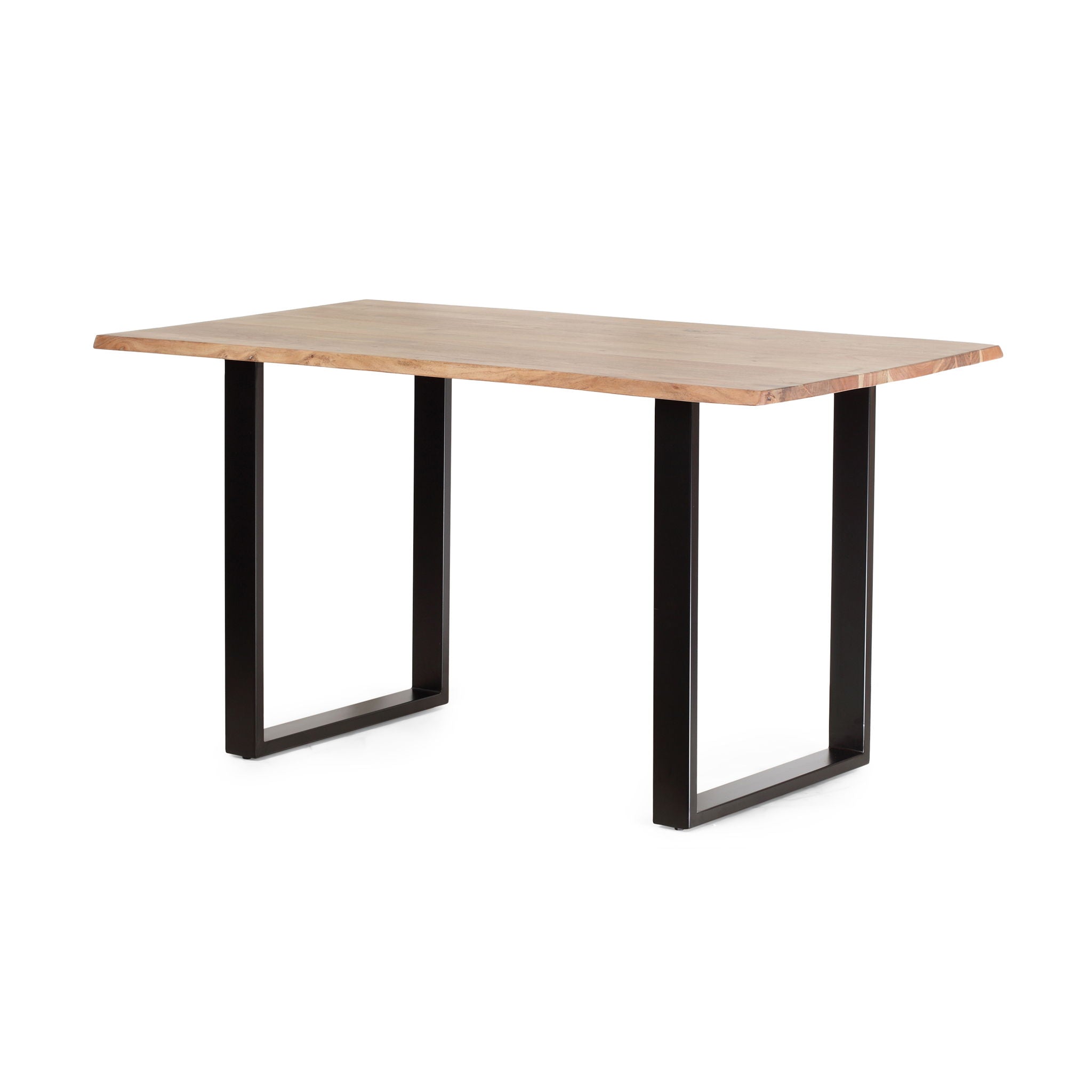 Mid Century 5 Piece Dining Set With Upholstered Metal Leg Chairs And Solid Wood Top Table - Black / White / Natural