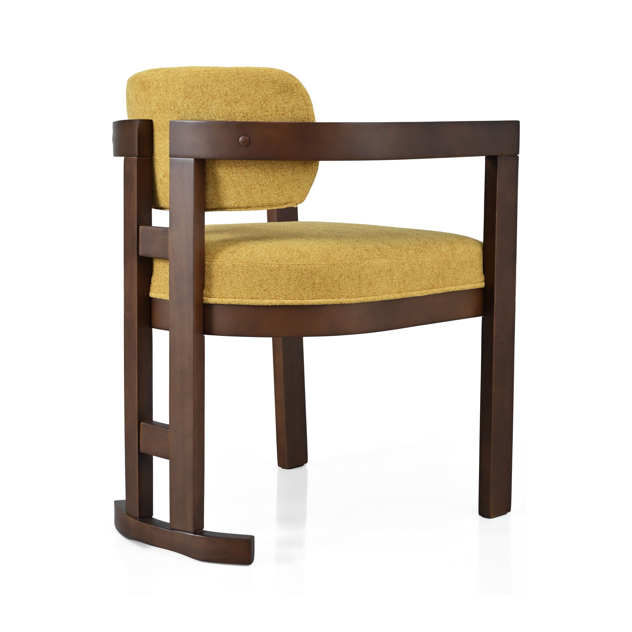 7 Piece Elegant Dining Set With Upholstered Wood Dining Chairs - Yellow / Walnut / Rich Mahogany
