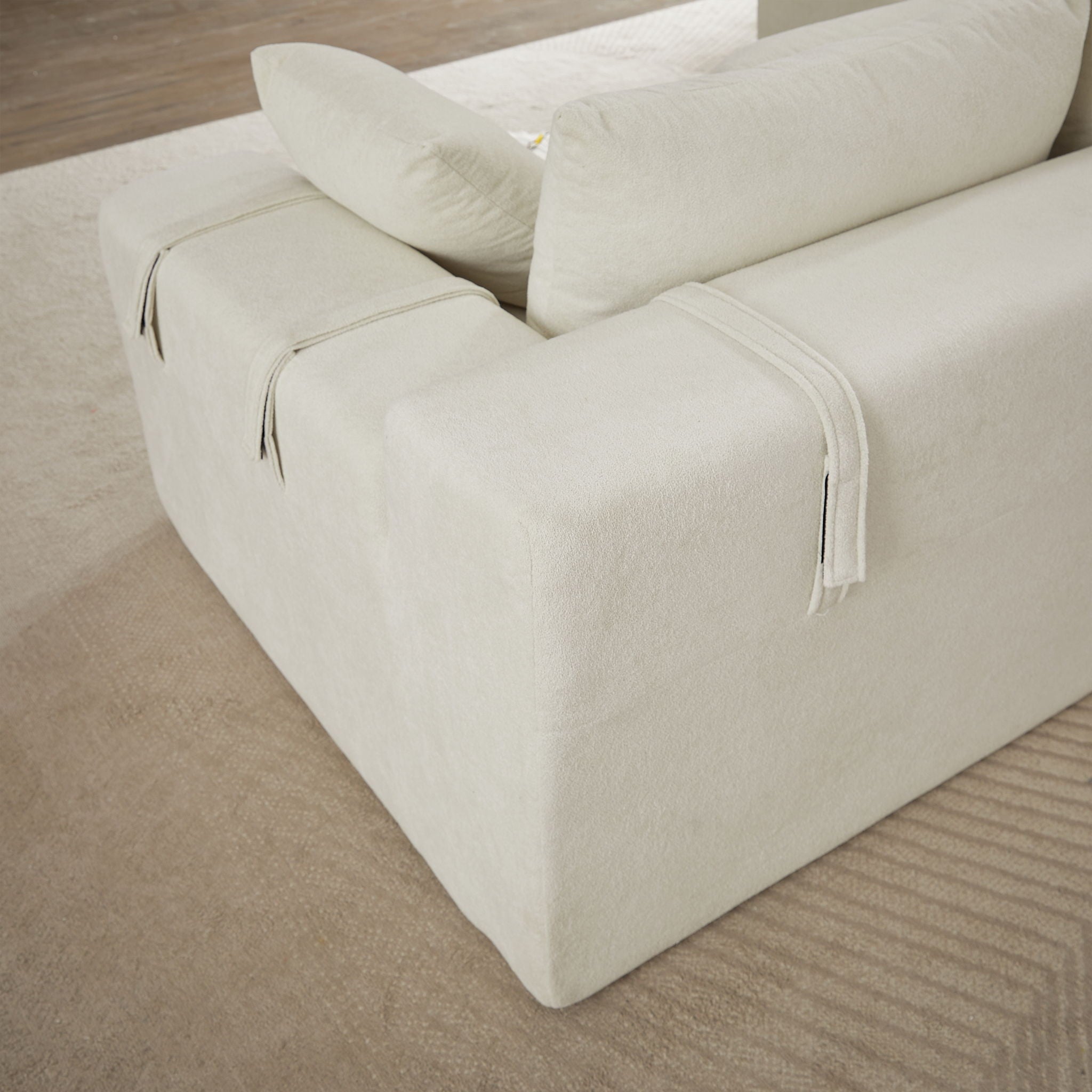 Modern Chenille Upholstered Sectional Sofa Couch Set With 6 Pillows,Free Combination