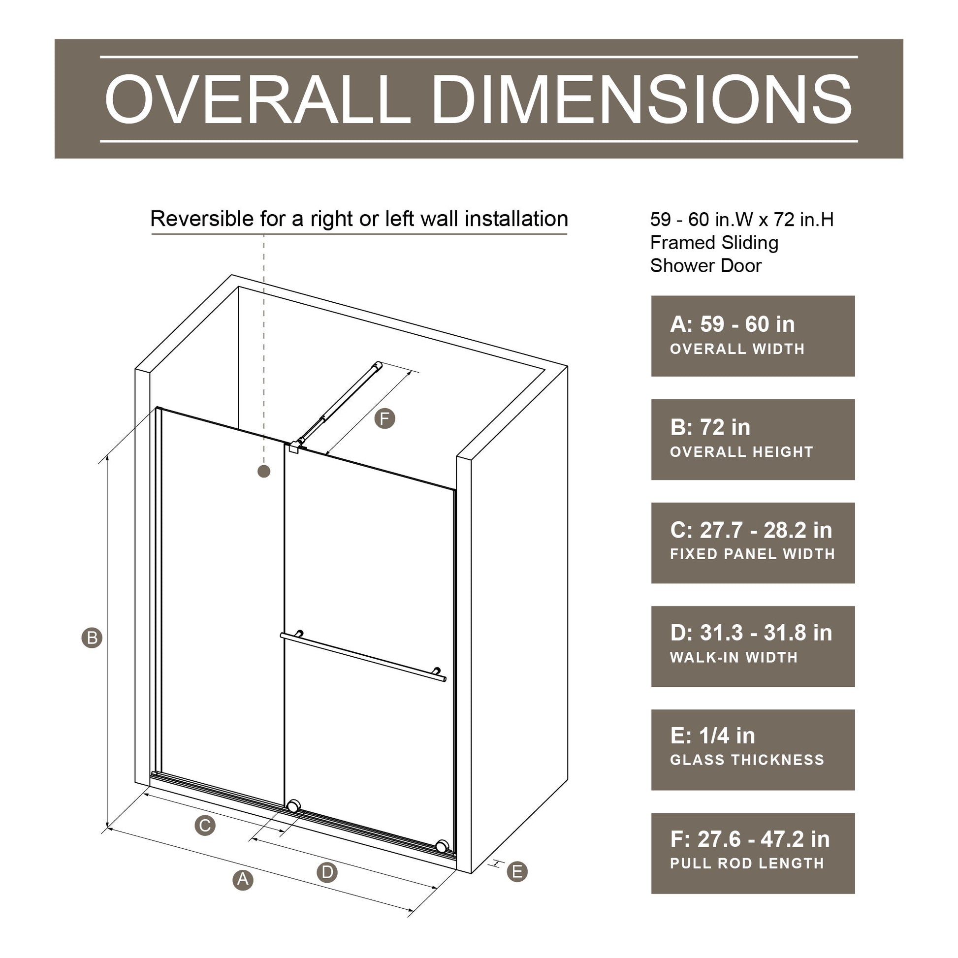 Glass Shower Door, Shower Sliding Door Walk In Shower Screen Dual Usage, 1 / 4" Thick Glass Panel With Stainless Steel Handle, Supporting Bar - Black - Best Buy Furniture