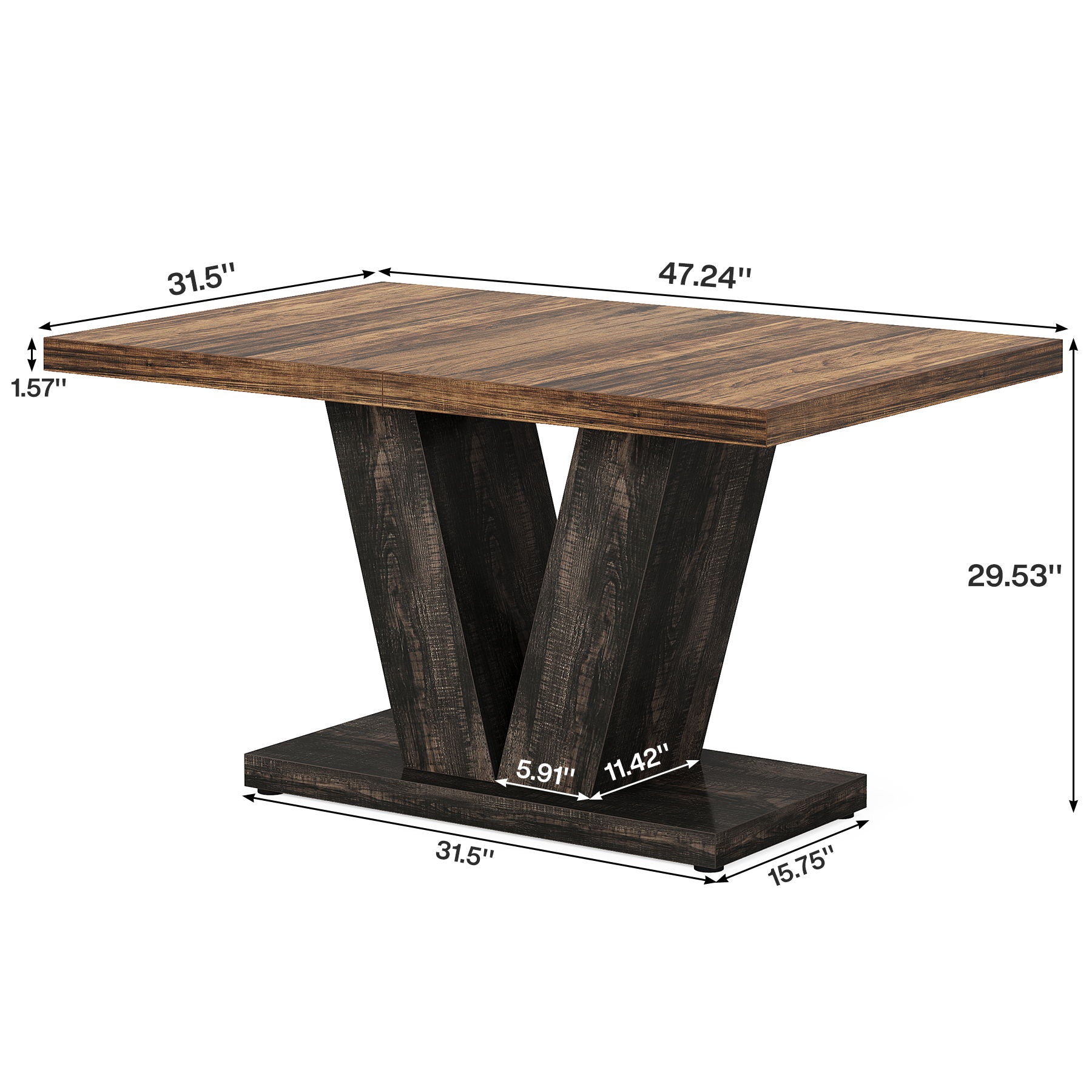 Dining Table With Pedestal Base For 4 - 6 People