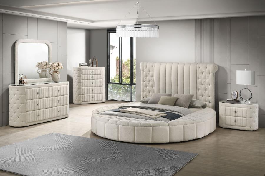 Sonya - Upholstered Bedroom Dresser Mirror - Ivory