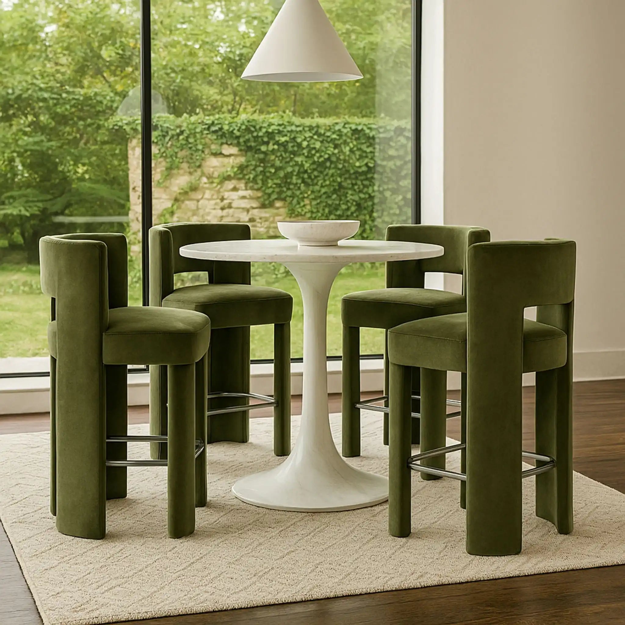 Zuno - Velvet Performance Fabric Upholstered Counter Stool (Set of 2)