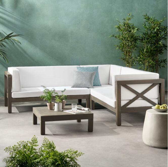 Brava X-Back 4-Piece White Outdoor Sofa Set