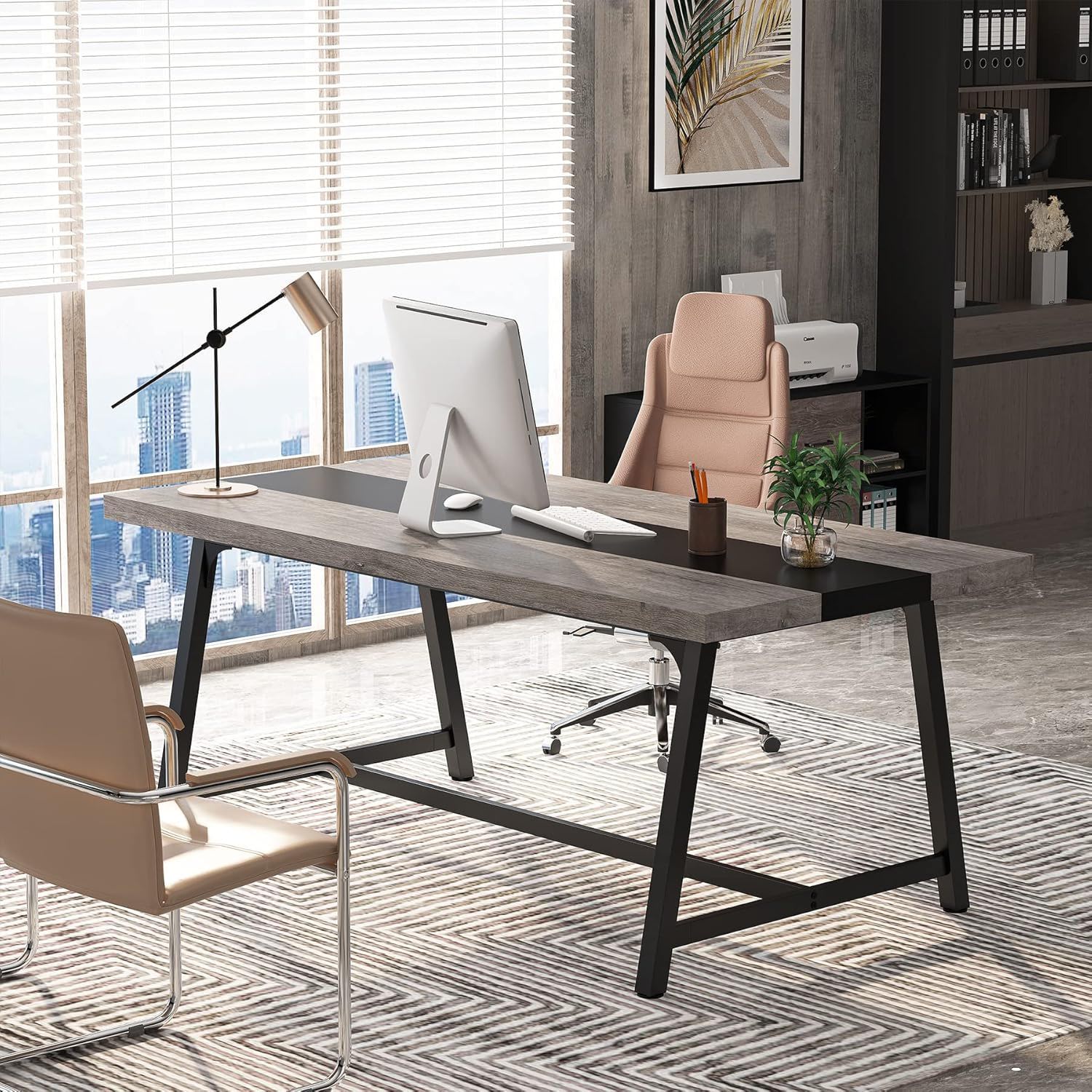 Modern Rectangular Conference Table For 6 - 8 People, Office Executive Desk