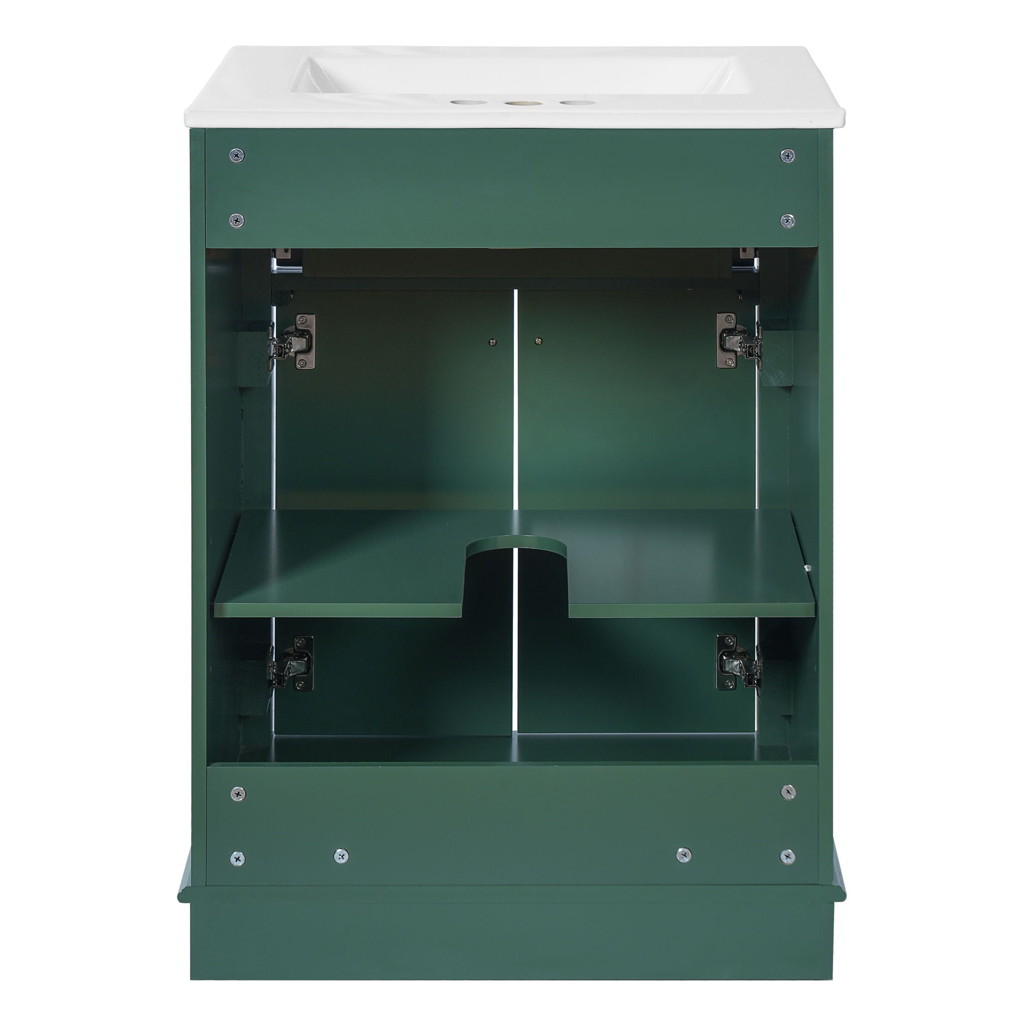 Bathroom Vanity With Integrated Sink, 2 Door Cabinet With Tip Out Drawer, Rectangular Design