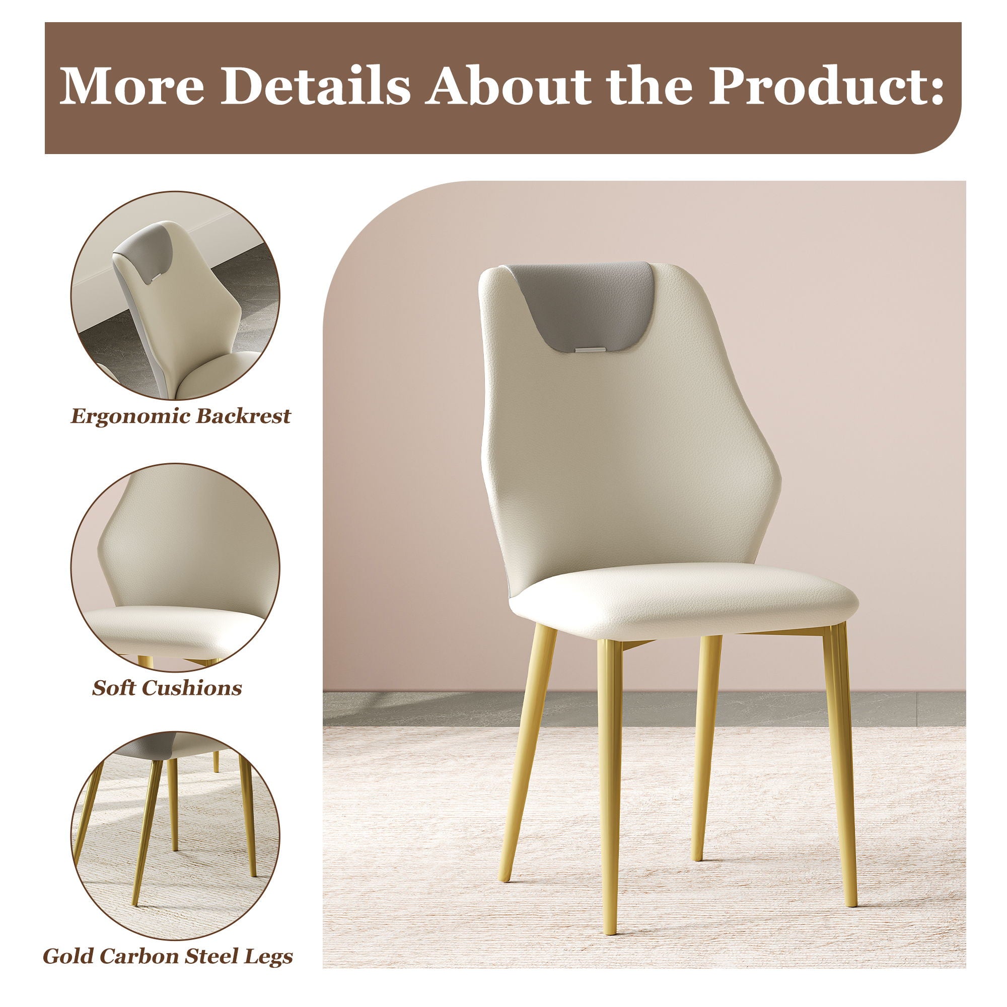 Dining Chairs (Set of 2) - Beige / Gray