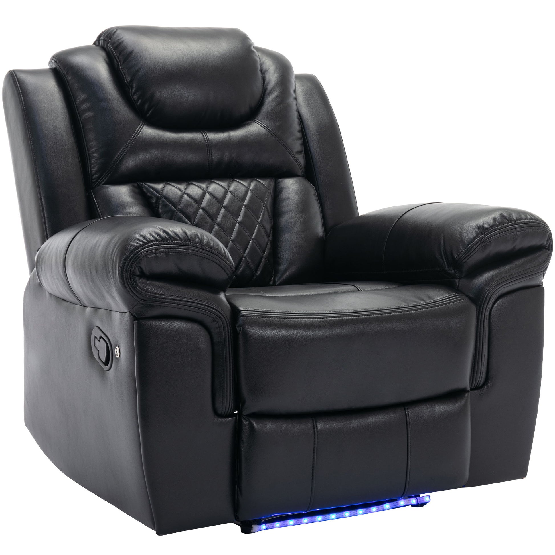 3 Pieces Recliner Sofa Sets Home Theater Seating Manual Recliner Chair With Center Console And LED Light Strip For Living Room - Best Buy Furniture