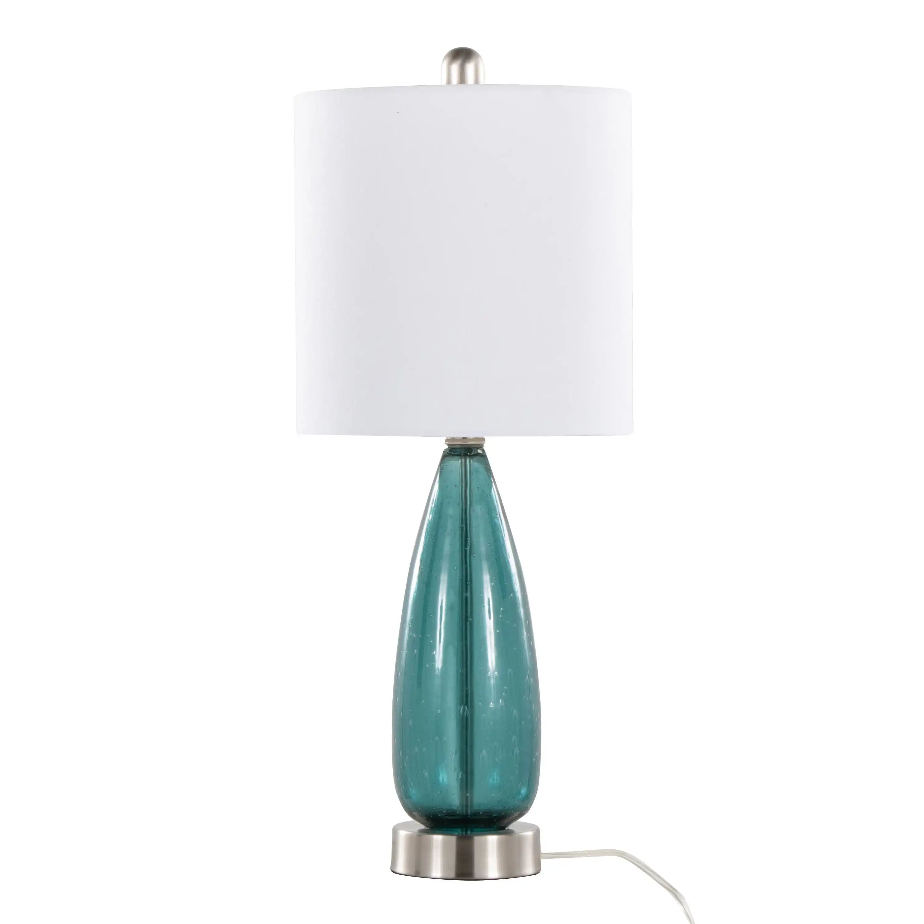 Bottega - Contemporary Table Lamp (Set of 2) - Sapphire Blue / Nickel / White - Best Buy Furniture