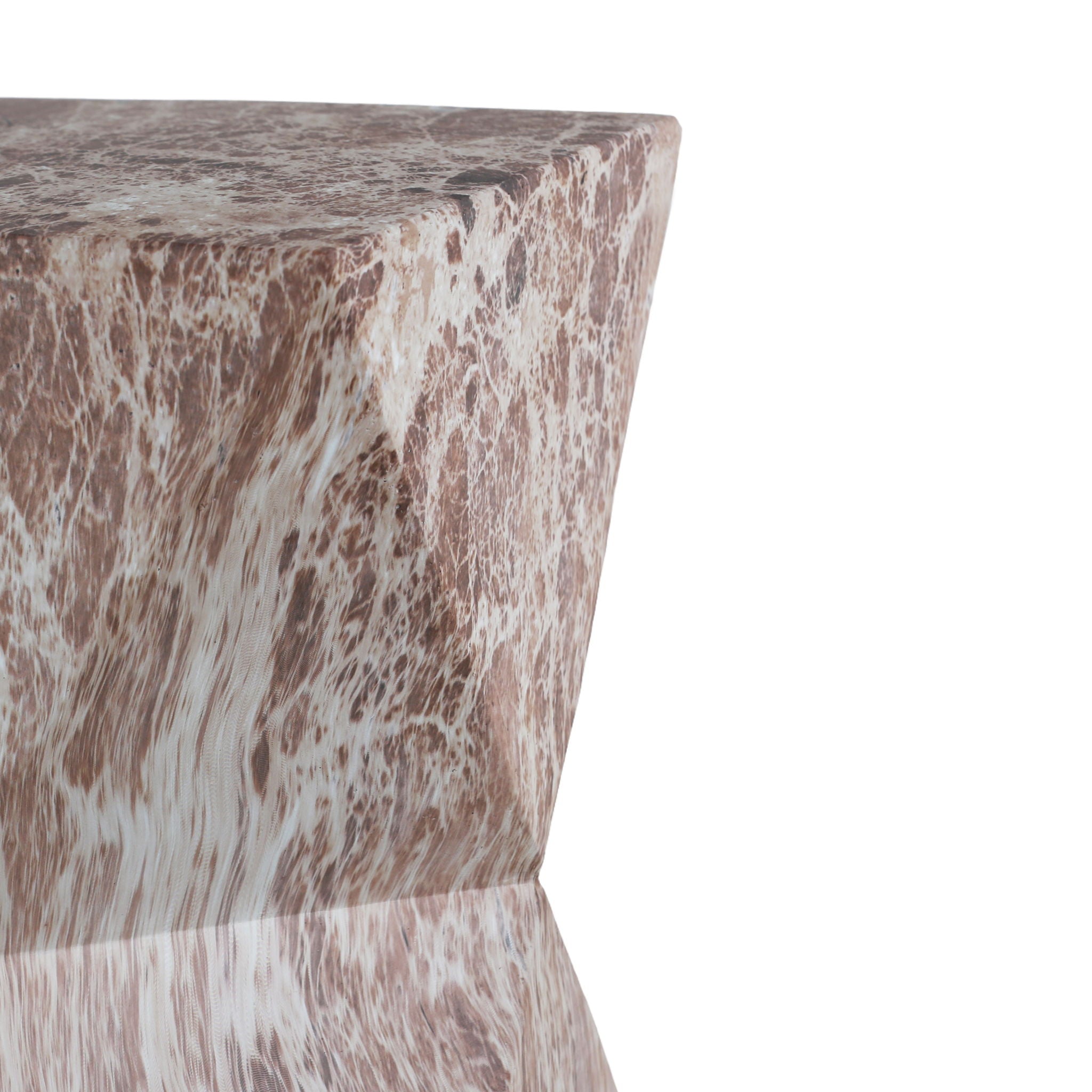 Round Outdoor Geometric End Table - Marble