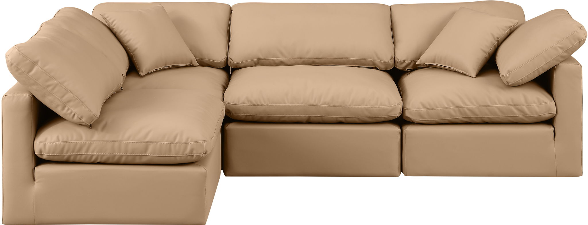 Indulge - Faux Leather 4 Piece Modular Sectional - Tan