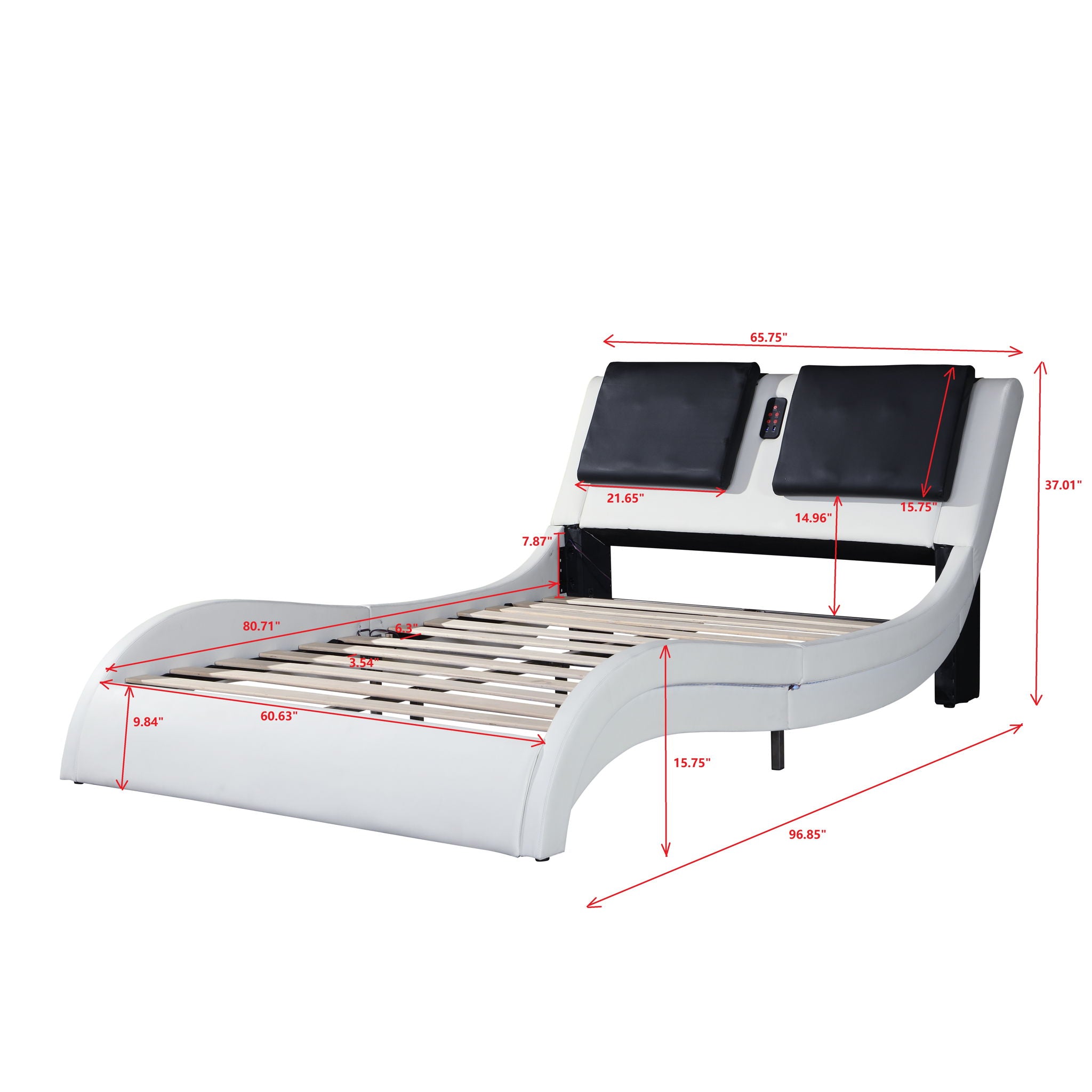 Platform Bed Frame With LED Lighting, Bluetooth Music, Vibration Massage