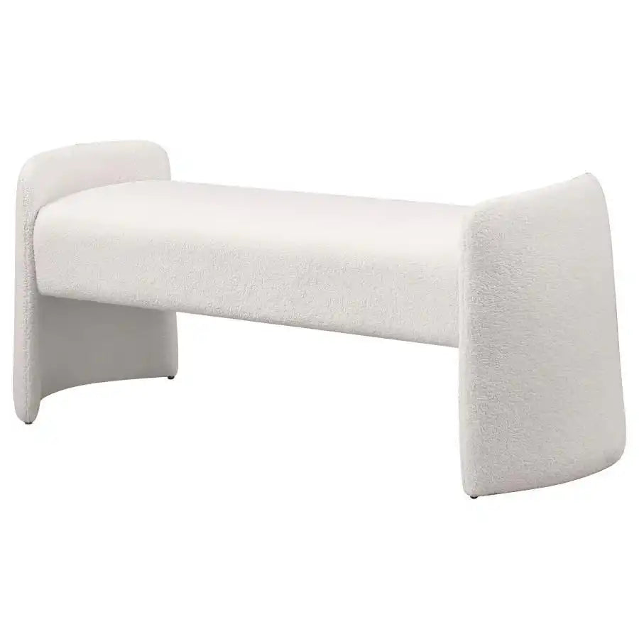 Peoria - Velvet Upholstered Accent Bench - Ivory - Best Buy Furniture